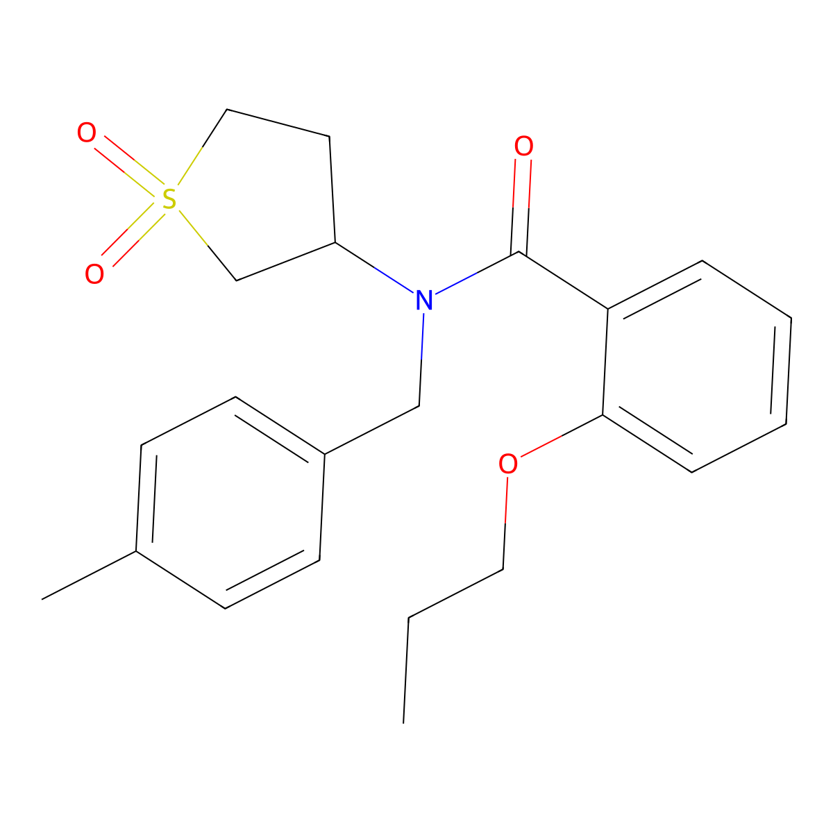 N-(1,1-dioxidotetrahydrothiophen-3-yl)-N-(4-methylbenzyl)-2-propoxybenzamide molecular structure, CAS 850231-04-8