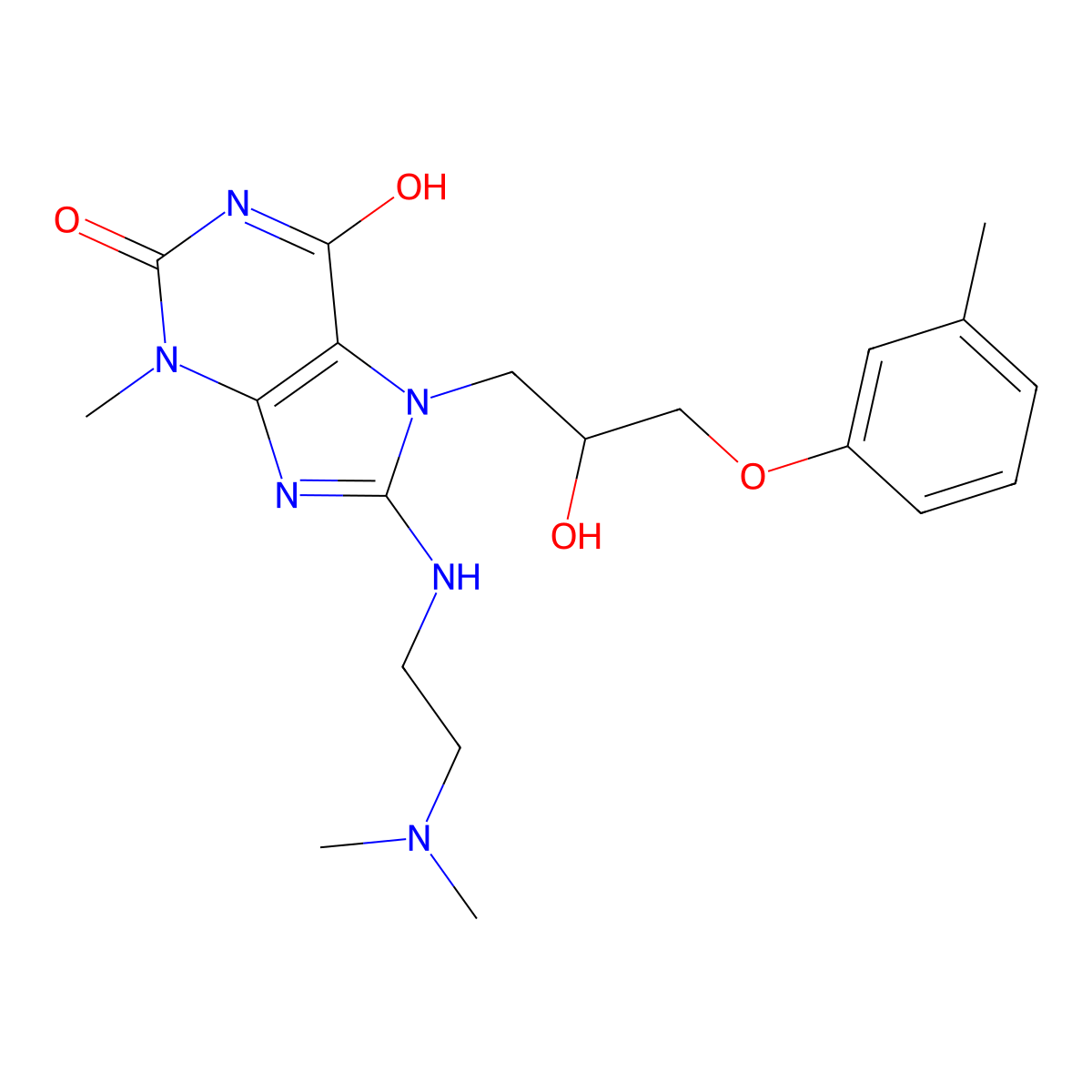 8-((2-(dimethylamino)ethyl)amino)-7-(2-hydroxy-3-(m-tolyloxy)propyl)-3-methyl-1H-purine-2,6(3H,7H)-dione molecular structure, CAS 850231-52-6