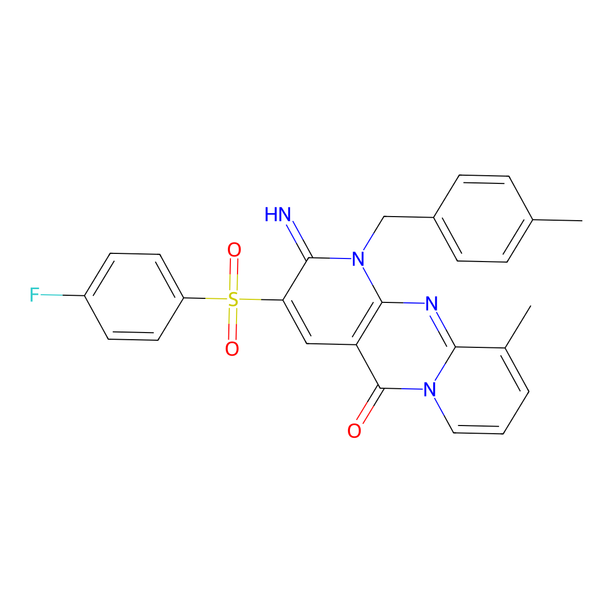 3-[(4-Fluorophenyl)sulfonyl]-2-imino-10-methyl-1-[(4-methylphenyl)methyl]-1,6-dihydropyridino[2,3-d]pyridino[1,2-a]pyrimidin-5-one molecular structure, CAS 850231-93-5