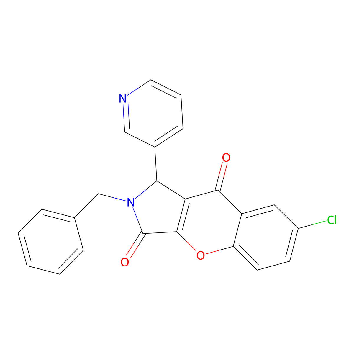 2-Benzyl-7-chloro-1-(pyridin-3-yl)-1,2-dihydrochromeno[2,3-c]pyrrole-3,9-dione molecular structure, CAS 850235-08-4