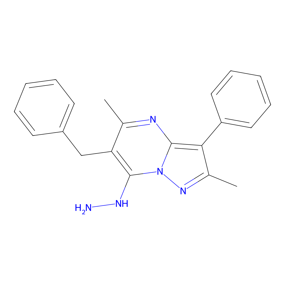 6-Benzyl-7-hydrazinyl-2,5-dimethyl-3-phenylpyrazolo[1,5-a]pyrimidine molecular structure, CAS 850235-18-6