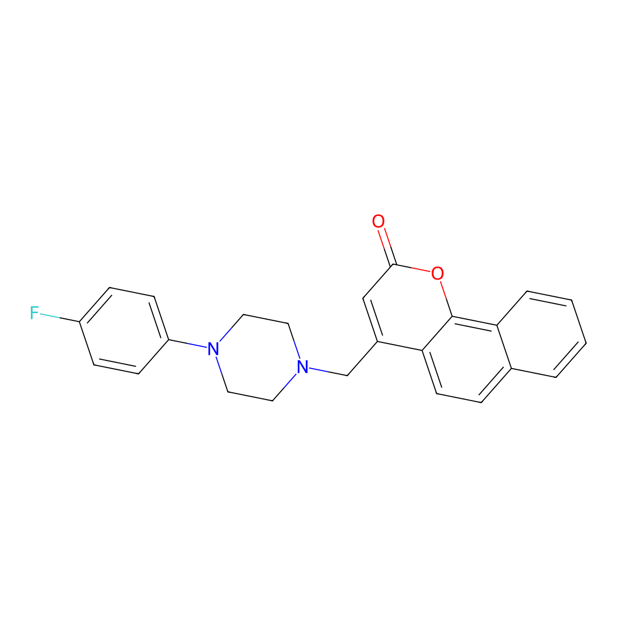 4-((4-(4-fluorophenyl)piperazin-1-yl)methyl)-2H-benzo[h]chromen-2-one molecular structure, CAS 850235-29-9