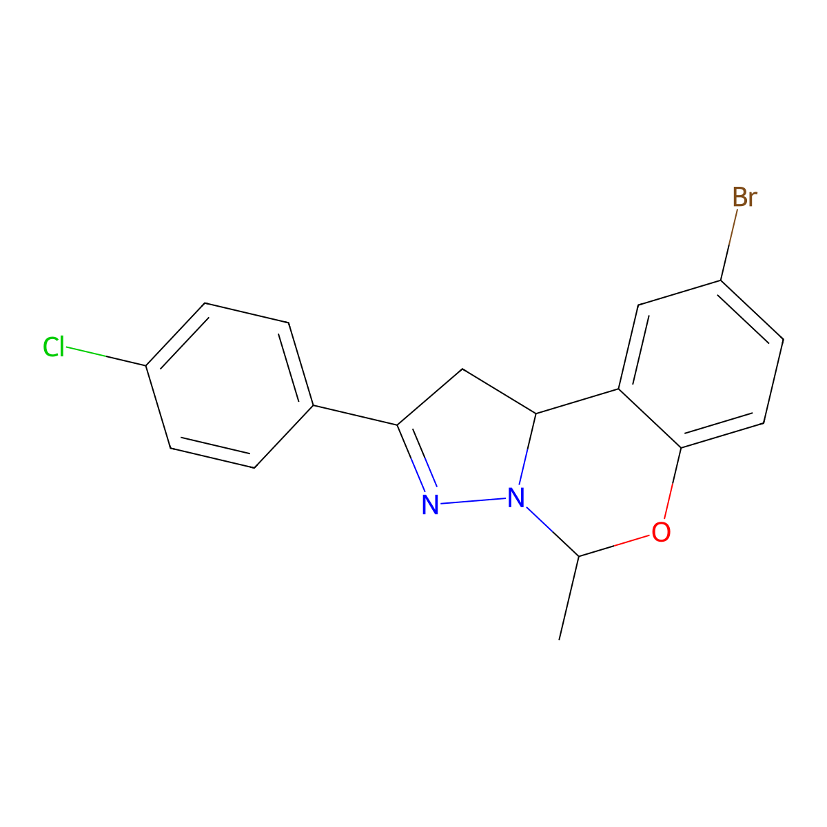 9-Bromo-2-(4-chlorophenyl)-5-methyl-1,10b-dihydropyrazolo[1,5-c][1,3]benzoxazine molecular structure, CAS 850235-30-2