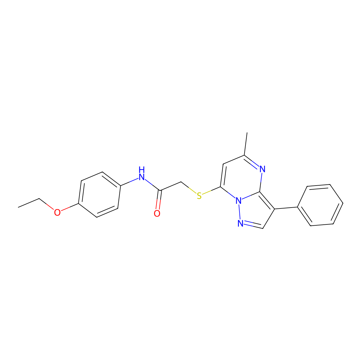 N-(4-Ethoxyphenyl)-2-({5-methyl-3-phenylpyrazolo[1,5-A]pyrimidin-7-YL}sulfanyl)acetamide molecular structure, CAS 850237-60-4
