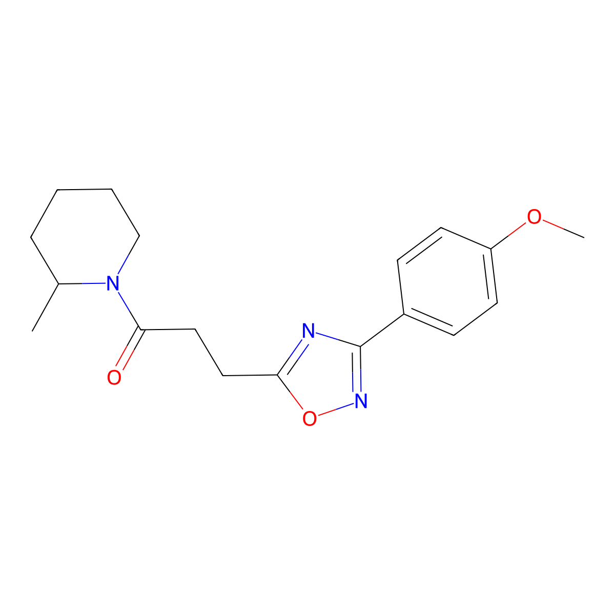 3-[3-(4-Methoxyphenyl)-1,2,4-oxadiazol-5-yl]-1-(2-methylpiperidin-1-yl)propan-1-one molecular structure, CAS 850238-50-5