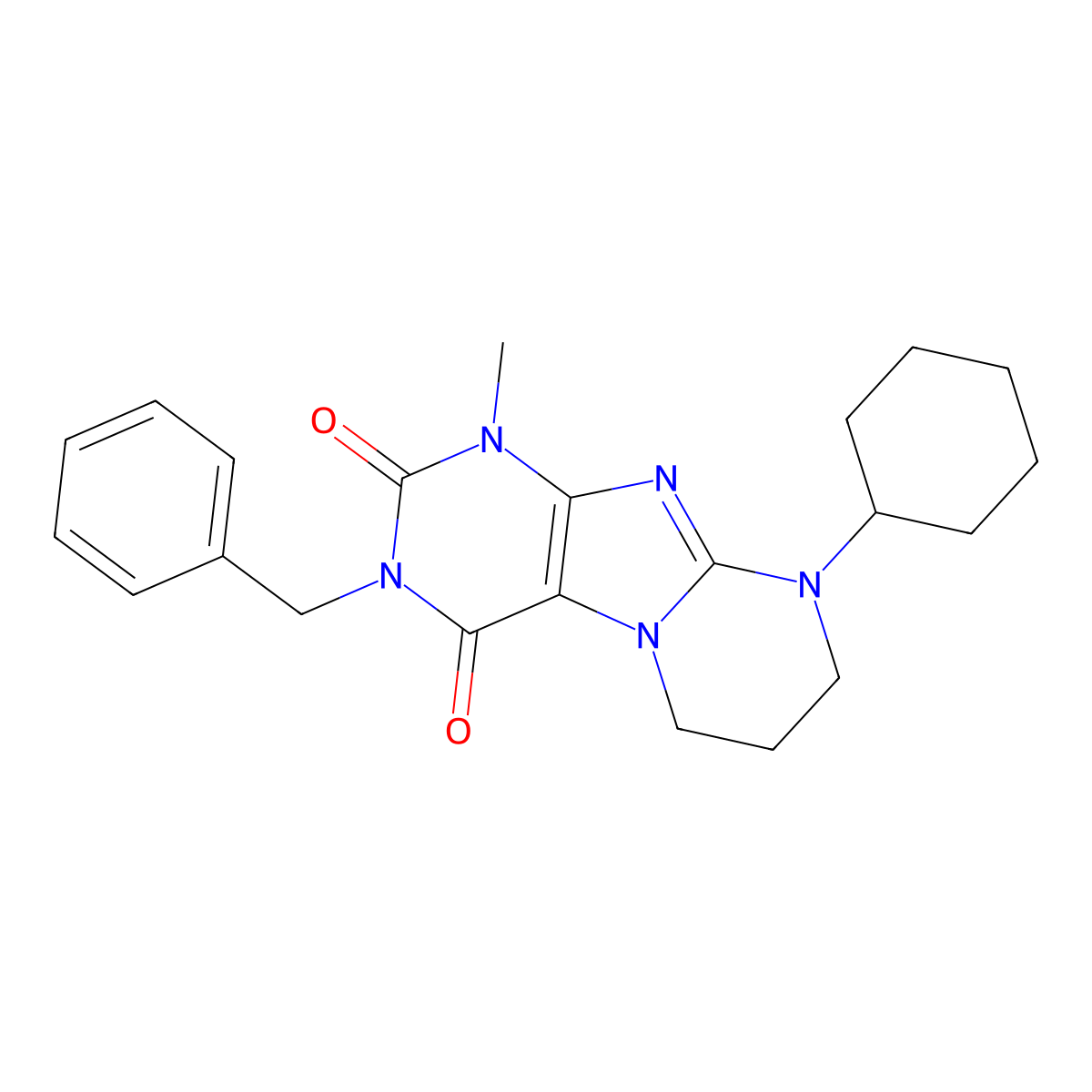 3-benzyl-9-cyclohexyl-1-methyl-7,8-dihydro-6H-purino[7,8-a]pyrimidine-2,4-dione molecular structure, CAS 850238-94-7