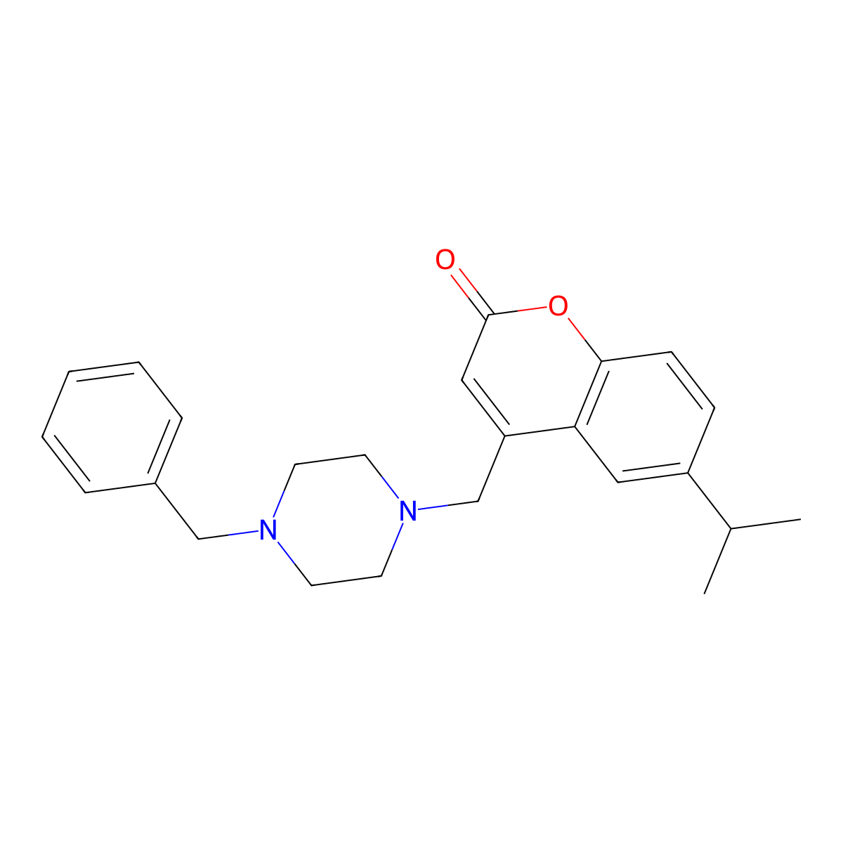 4-((4-benzylpiperazin-1-yl)methyl)-6-isopropyl-2H-chromen-2-one molecular structure, CAS 850241-02-0