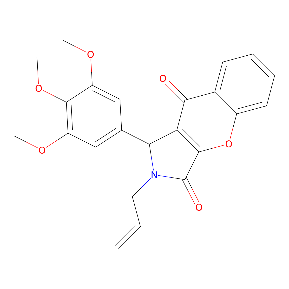 2-Allyl-1-(3,4,5-trimethoxyphenyl)-1,2-dihydrochromeno[2,3-c]pyrrole-3,9-dione molecular structure, CAS 850241-17-7