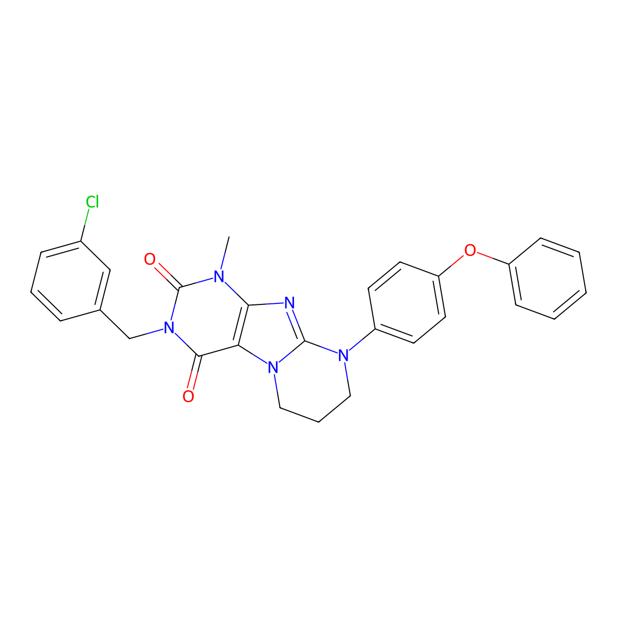 3-[(3-chlorophenyl)methyl]-1-methyl-9-(4-phenoxyphenyl)-7,8-dihydro-6H-purino[7,8-a]pyrimidine-2,4-dione molecular structure, CAS 850241-34-8