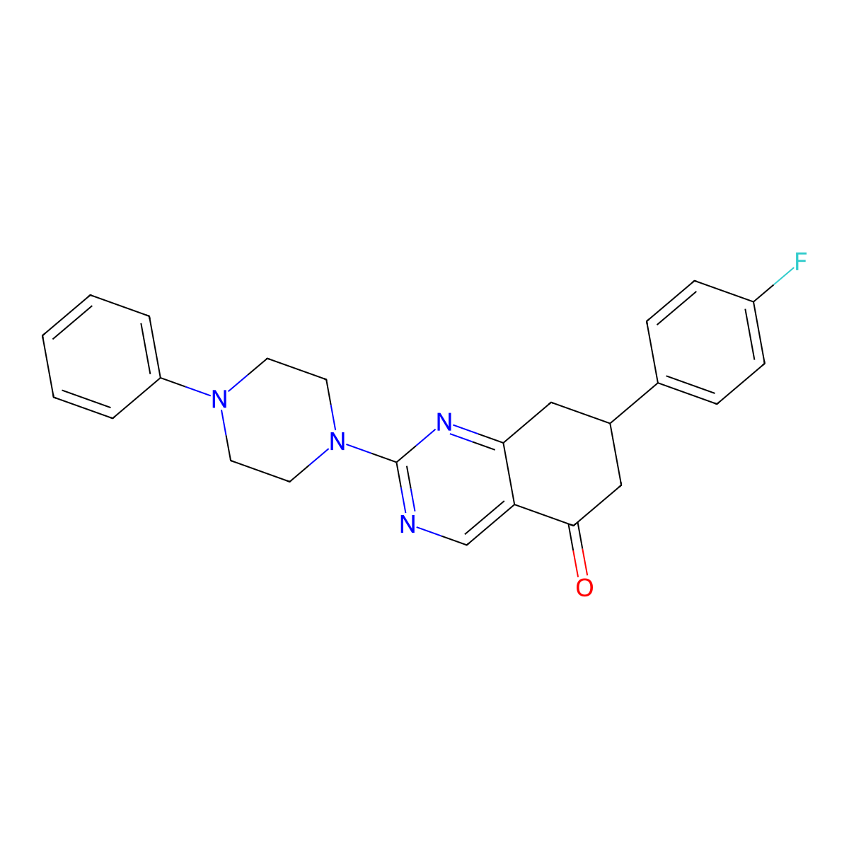 7-(4-fluorophenyl)-2-(4-phenylpiperazin-1-yl)-7,8-dihydroquinazolin-5(6H)-one molecular structure, CAS 850241-36-0