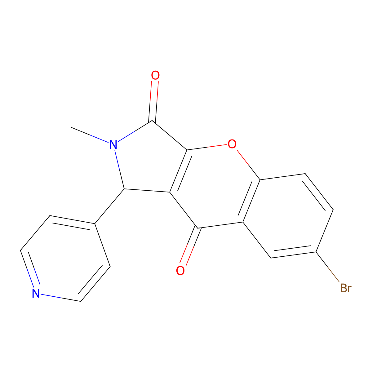 7-Bromo-2-methyl-1-(pyridin-4-yl)-1,2-dihydrochromeno[2,3-c]pyrrole-3,9-dione molecular structure, CAS 850242-15-8
