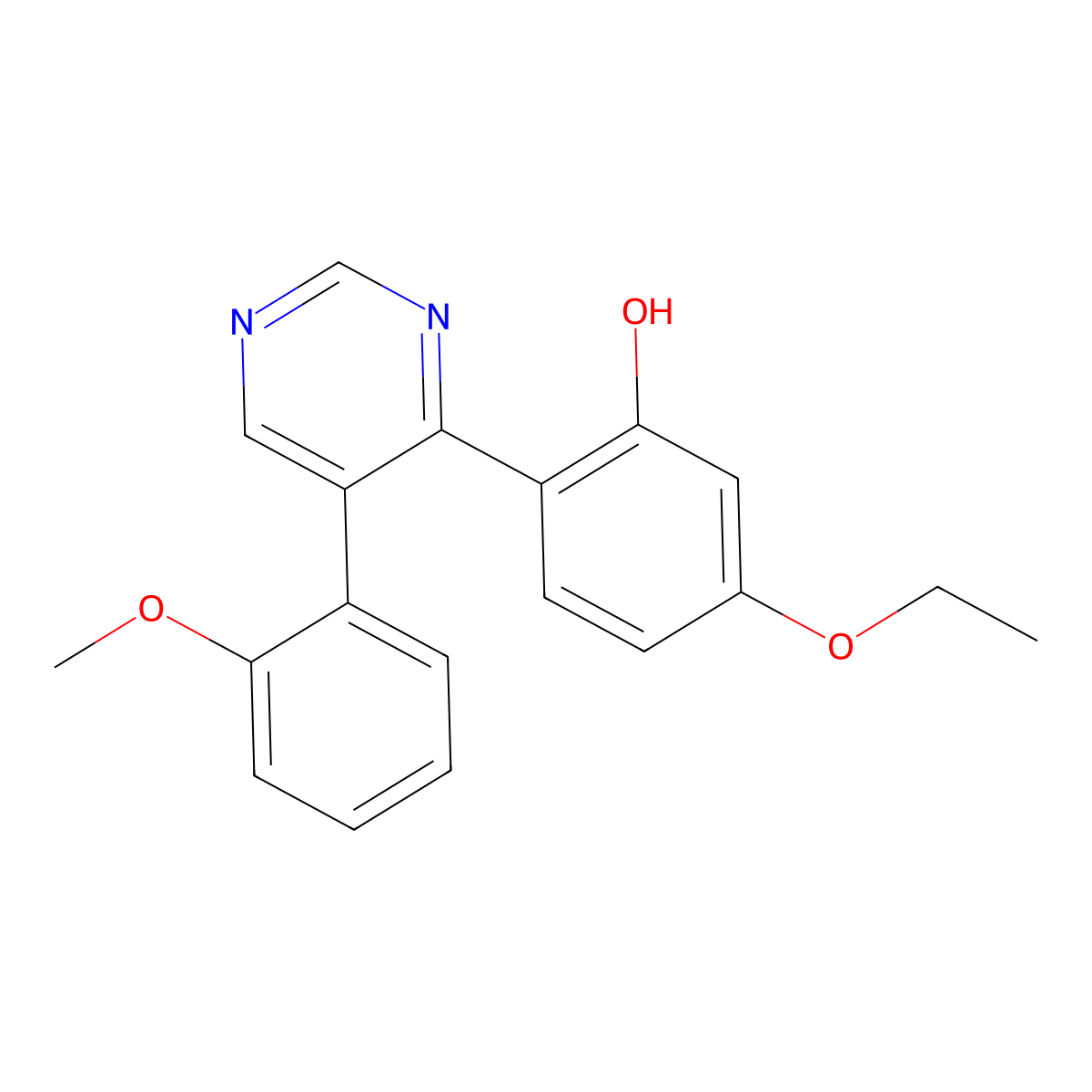 5-Ethoxy-2-[5-(2-methoxyphenyl)pyrimidin-4-yl]phenol molecular structure, CAS 850242-43-2
