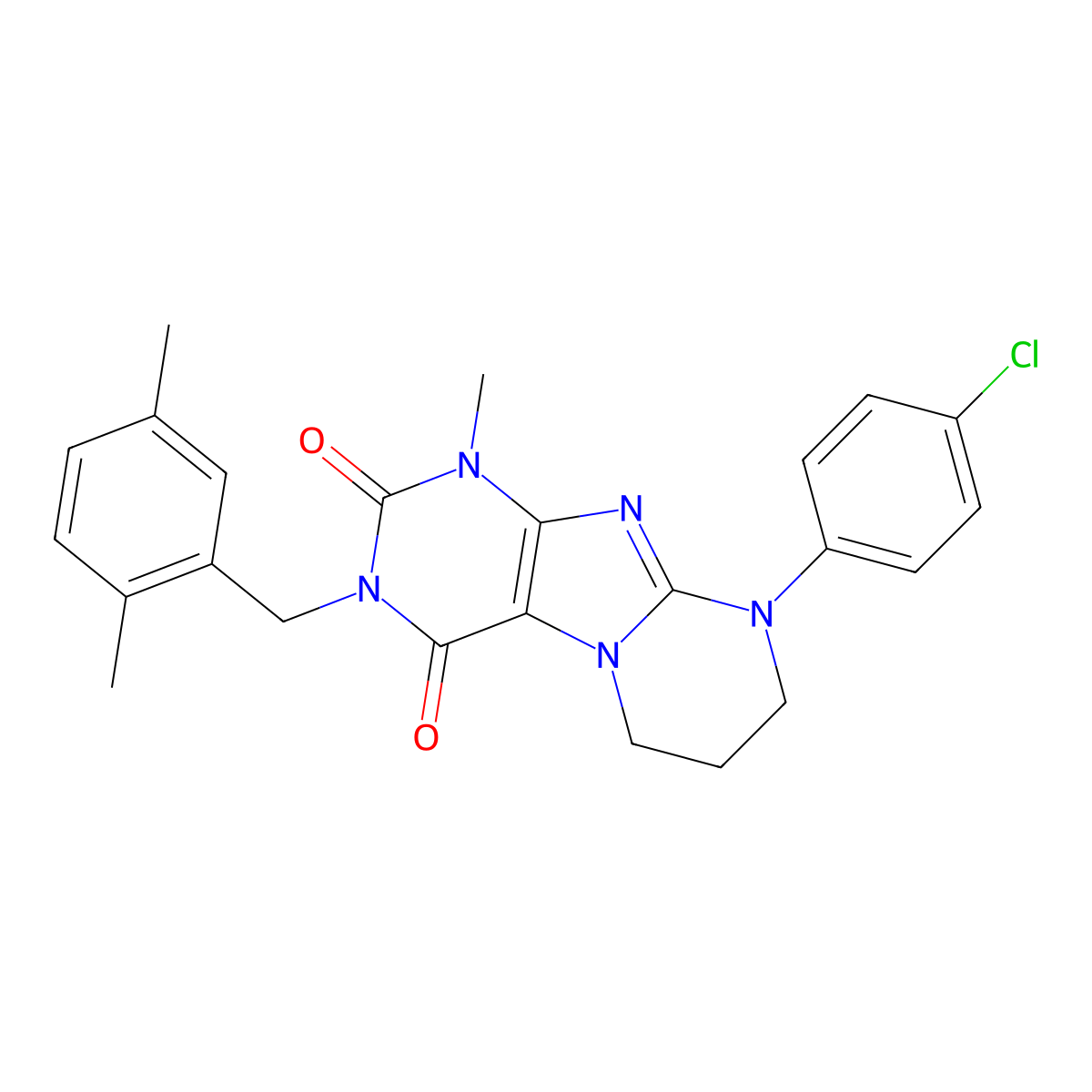 9-(4-chlorophenyl)-3-[(2,5-dimethylphenyl)methyl]-1-methyl-7,8-dihydro-6H-purino[7,8-a]pyrimidine-2,4-dione molecular structure, CAS 850242-84-1