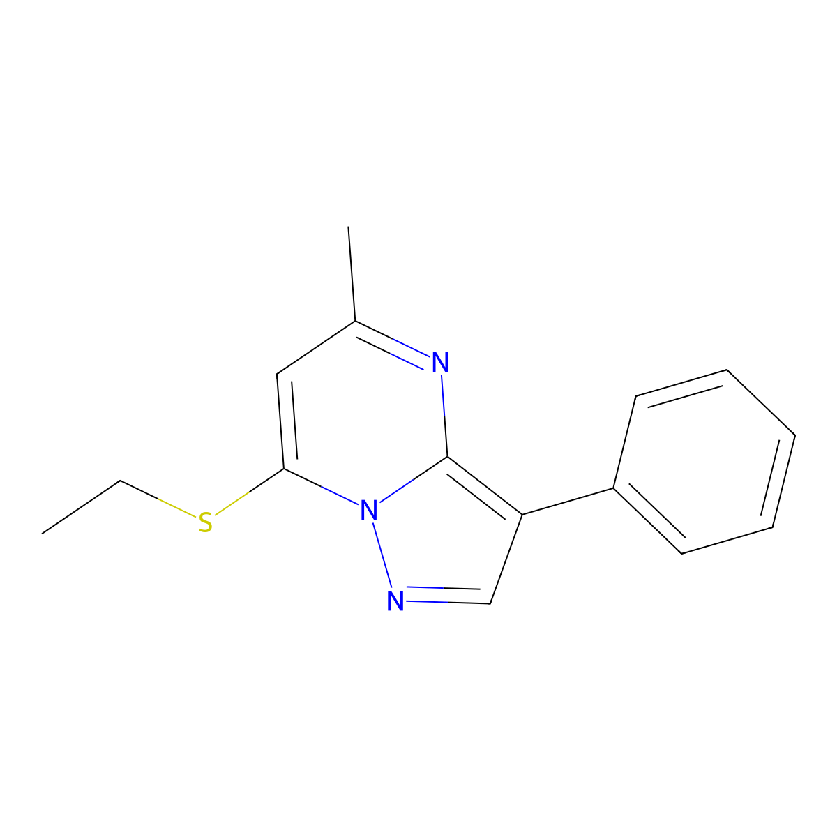 7-Ethylsulfanyl-5-methyl-3-phenylpyrazolo[1,5-a]pyrimidine molecular structure, CAS 850243-54-8