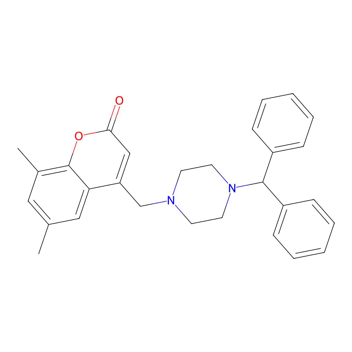 4-[(4-benzhydrylpiperazino)methyl]-6,8-dimethyl-2H-chromen-2-one molecular structure, CAS 850243-56-0