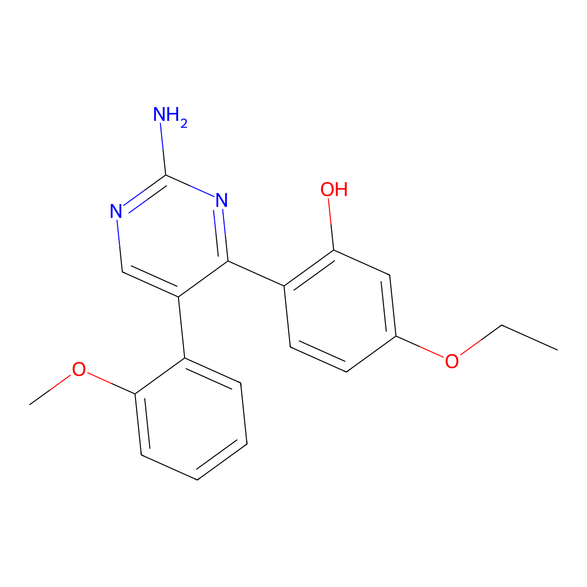 2-(2-Amino-5-(2-methoxyphenyl)pyrimidin-4-yl)-5-ethoxyphenol molecular structure, CAS 850243-63-9