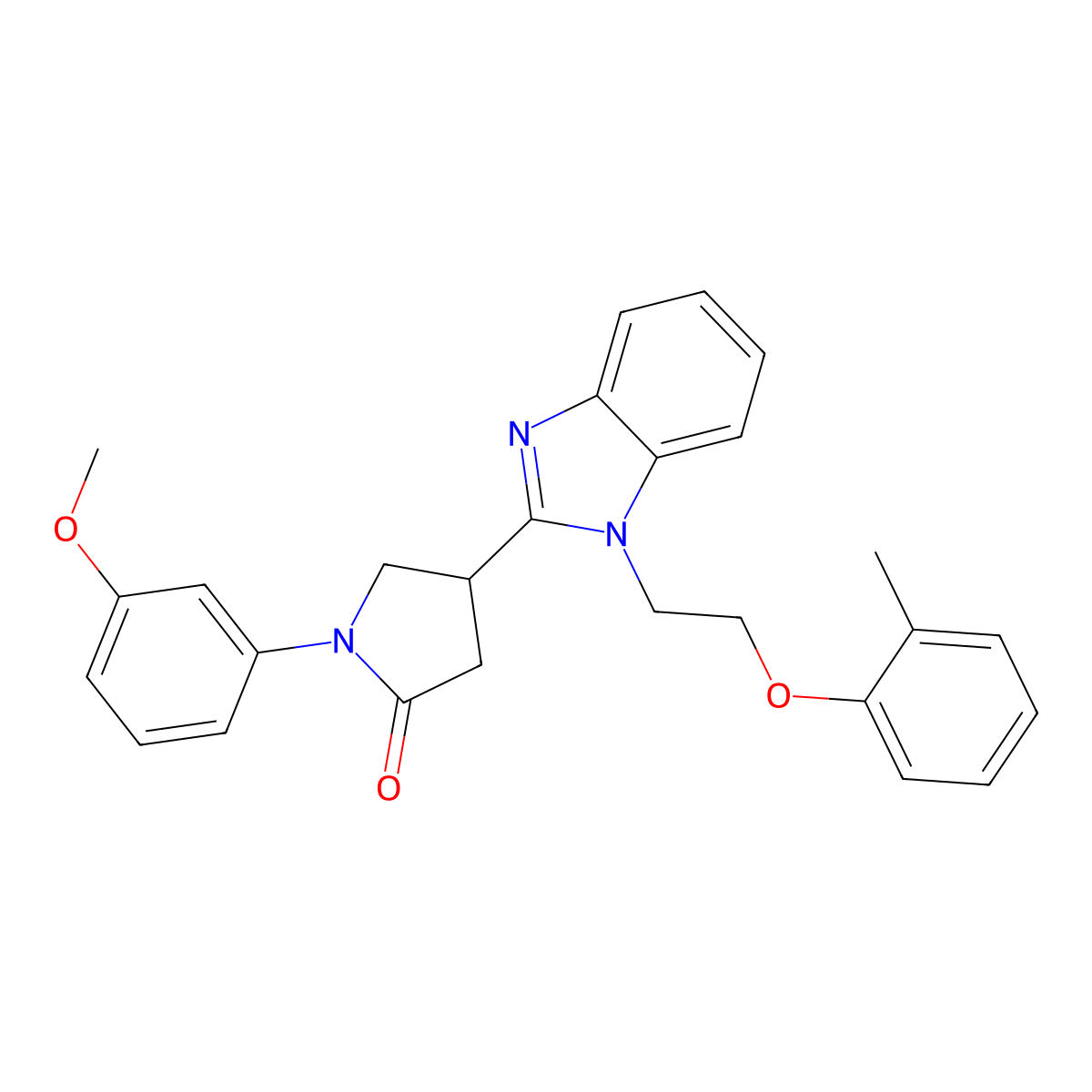 1-(3-methoxyphenyl)-4-(1-(2-(o-tolyloxy)ethyl)-1H-benzo[d]imidazol-2-yl)pyrrolidin-2-one molecular structure, CAS 850243-86-6