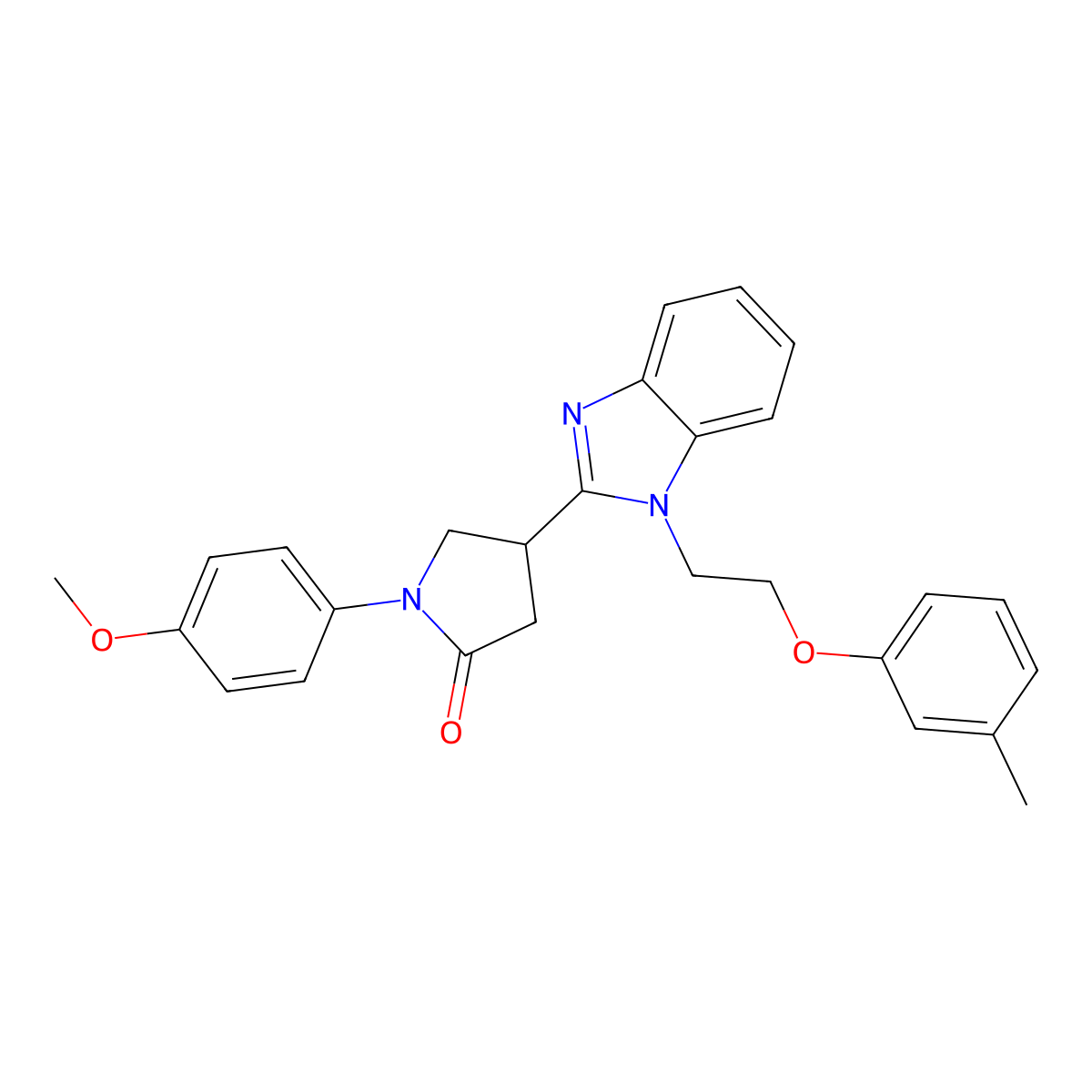 1-(4-methoxyphenyl)-4-(1-(2-(m-tolyloxy)ethyl)-1H-benzo[d]imidazol-2-yl)pyrrolidin-2-one molecular structure, CAS 850244-01-8