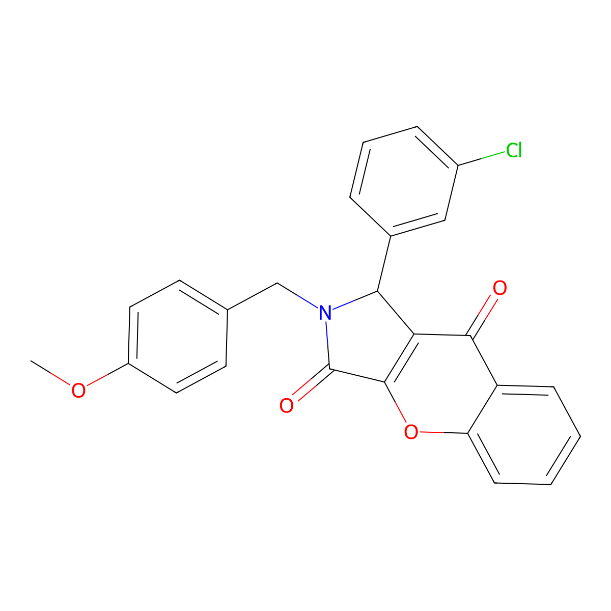 1-(3-Chlorophenyl)-2-(4-methoxybenzyl)-1,2-dihydrochromeno[2,3-c]pyrrole-3,9-dione molecular structure, CAS 850244-03-0