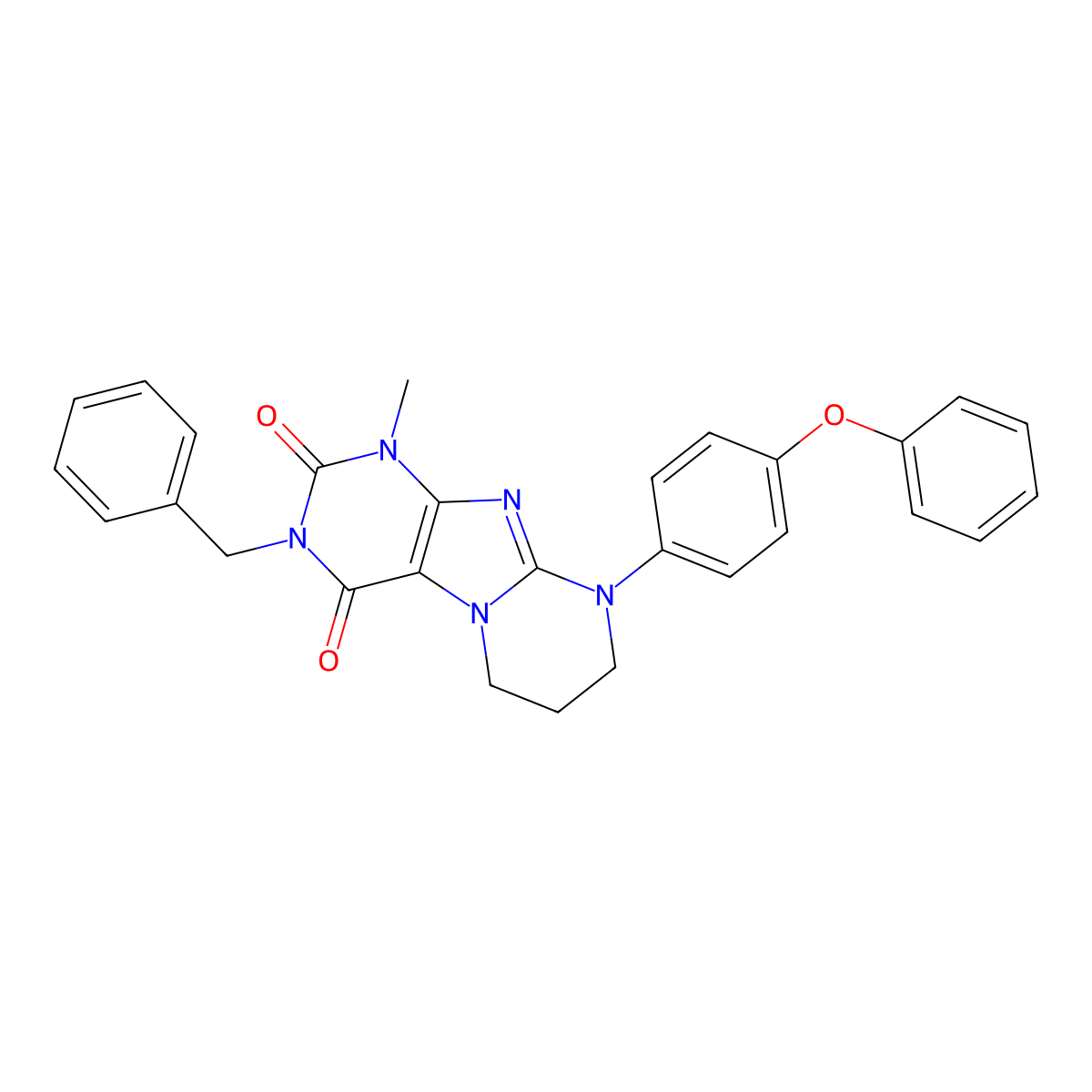 3-benzyl-1-methyl-9-(4-phenoxyphenyl)-7,8-dihydro-6H-purino[7,8-a]pyrimidine-2,4-dione molecular structure, CAS 850244-30-3