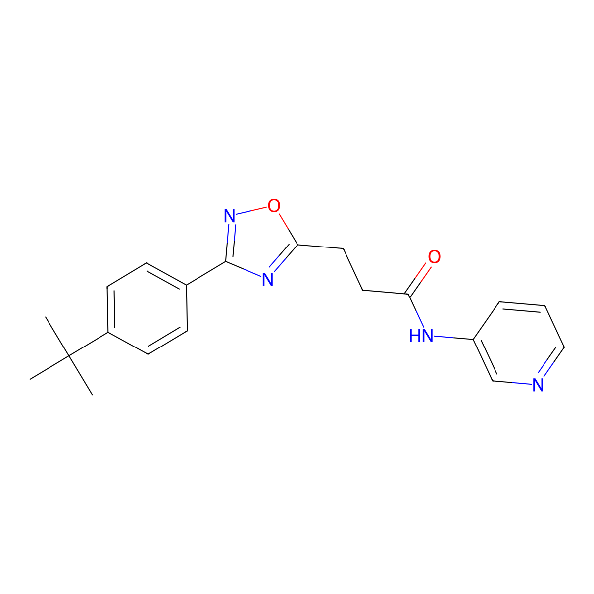 3-[3-(4-tert-butylphenyl)-1,2,4-oxadiazol-5-yl]-N-pyridin-3-ylpropanamide molecular structure, CAS 850244-44-9