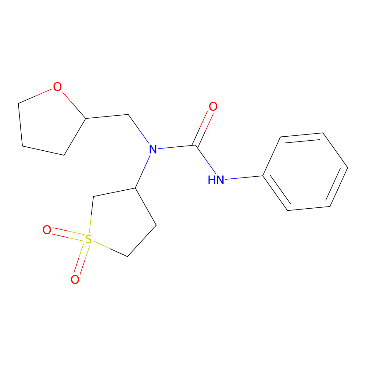 1-(1,1-Dioxidotetrahydrothiophen-3-yl)-3-phenyl-1-(tetrahydrofuran-2-ylmethyl)urea molecular structure, CAS 850244-54-1