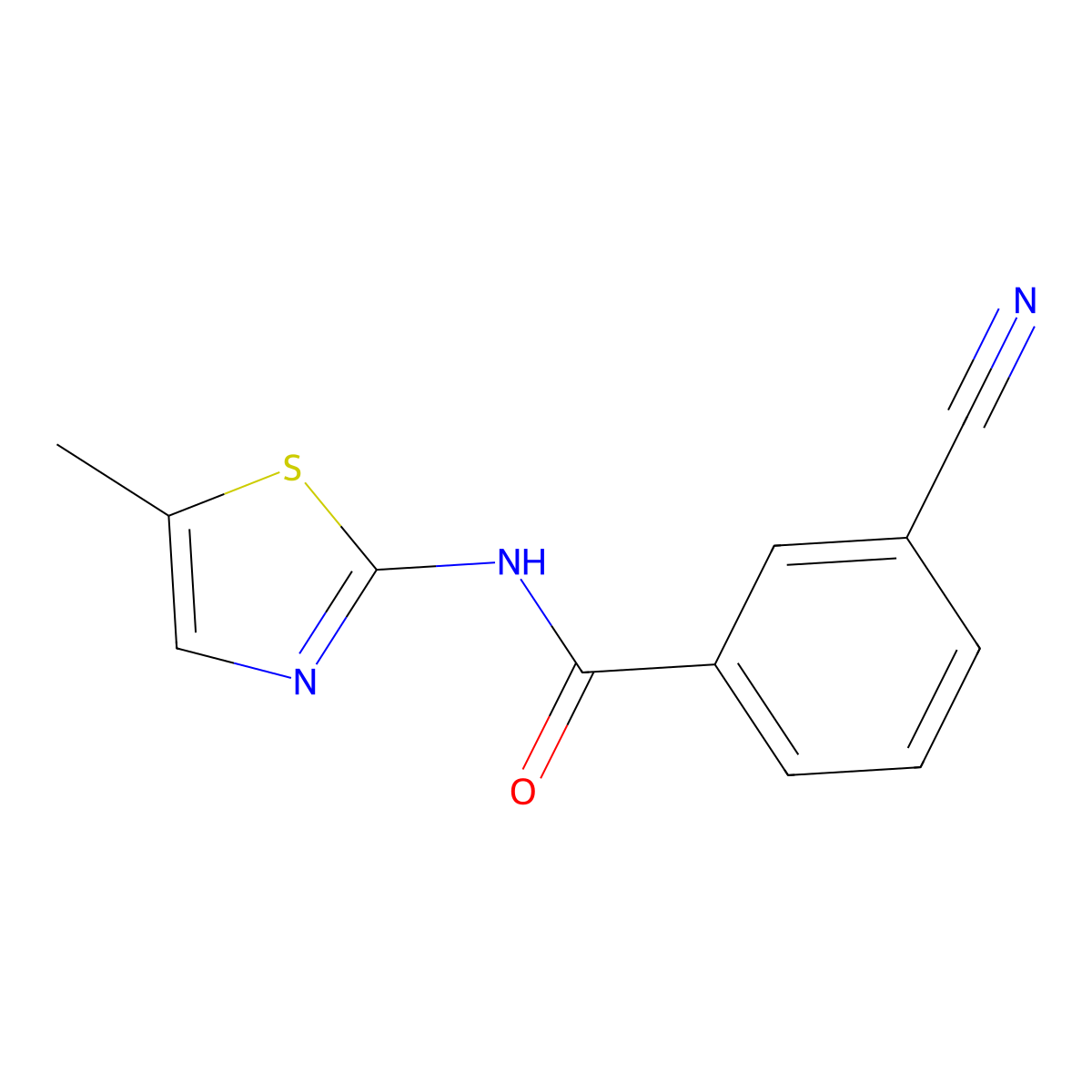 3-Cyano-N-(5-methylthiazol-2-yl)benzamide molecular structure, CAS 850258-30-9