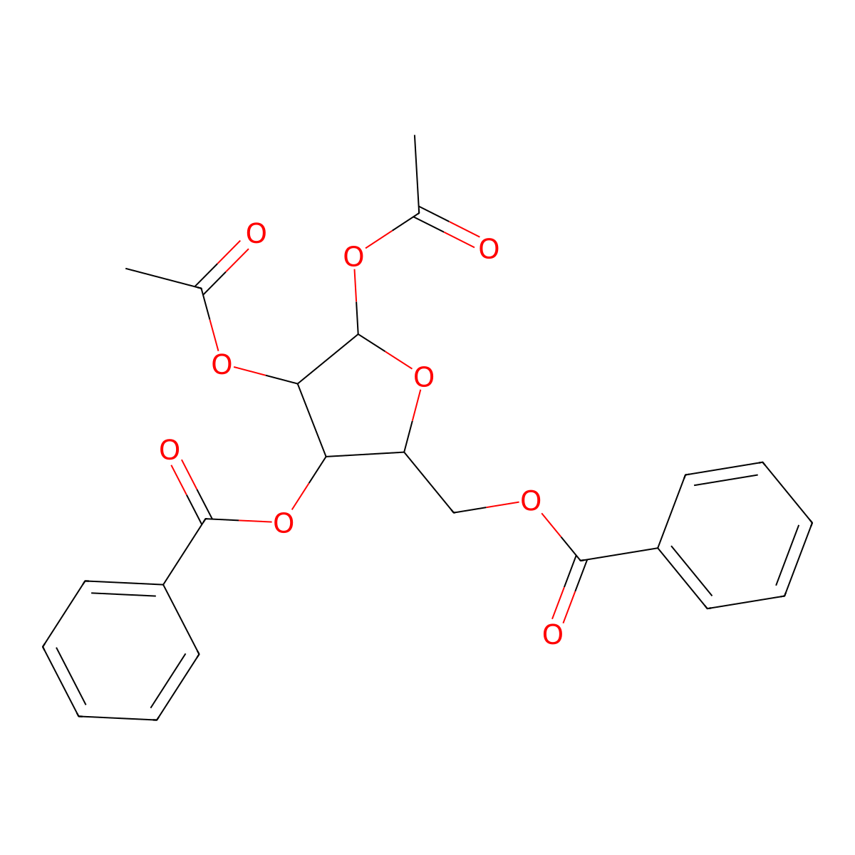 1,2-di-O-acetyl-3,5-di-O-benzoyl-d-xylofuranose molecular structure, CAS 85026-60-4