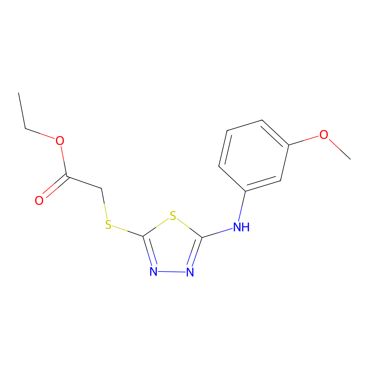 Ethyl 2-({5-[(3-methoxyphenyl)amino]-1,3,4-thiadiazol-2-yl}sulfanyl)acetate molecular structure, CAS 850260-72-9