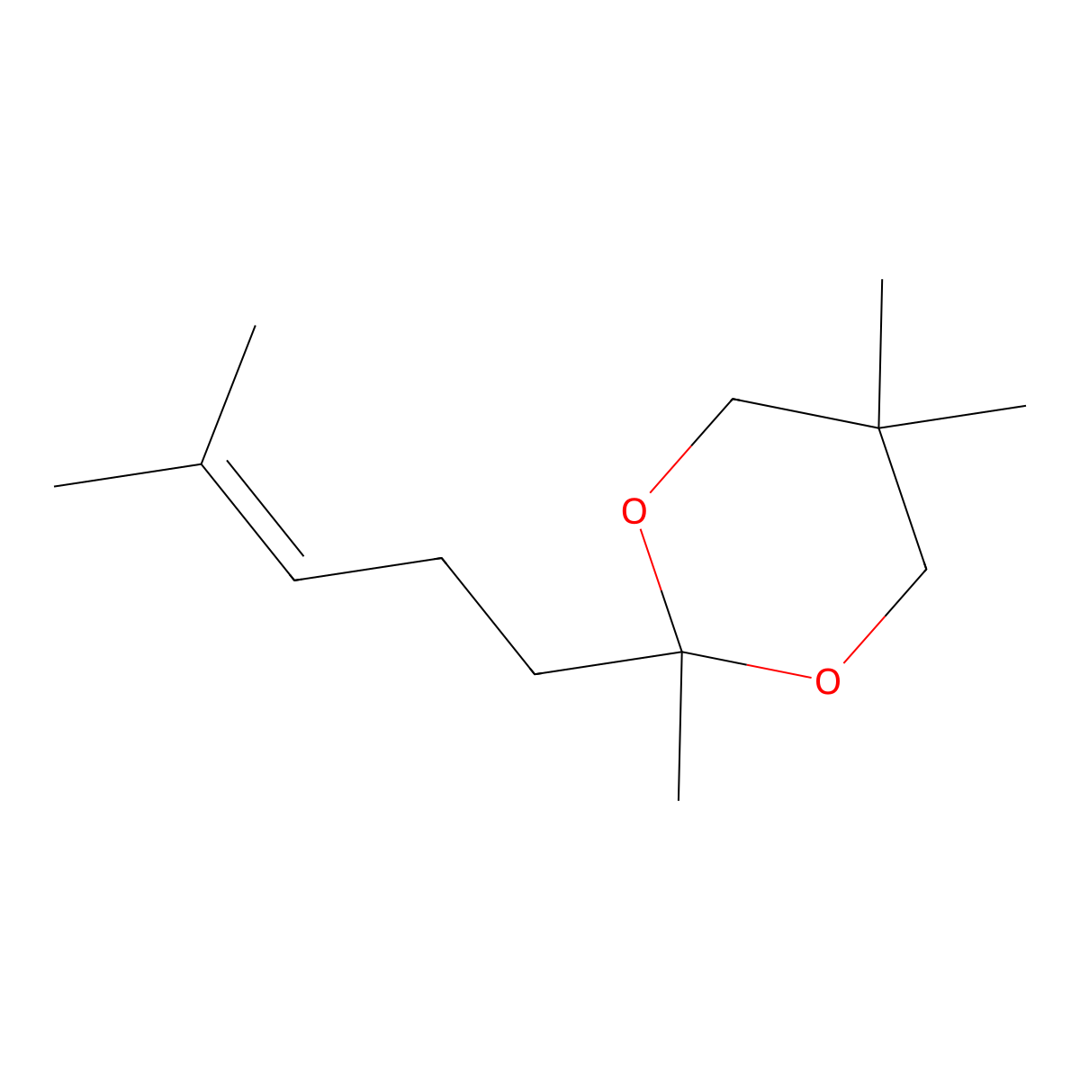 2,5,5-Trimethyl-2-(4-methyl-3-pentenyl)-1,3-dioxane molecular structure, CAS 85030-15-5