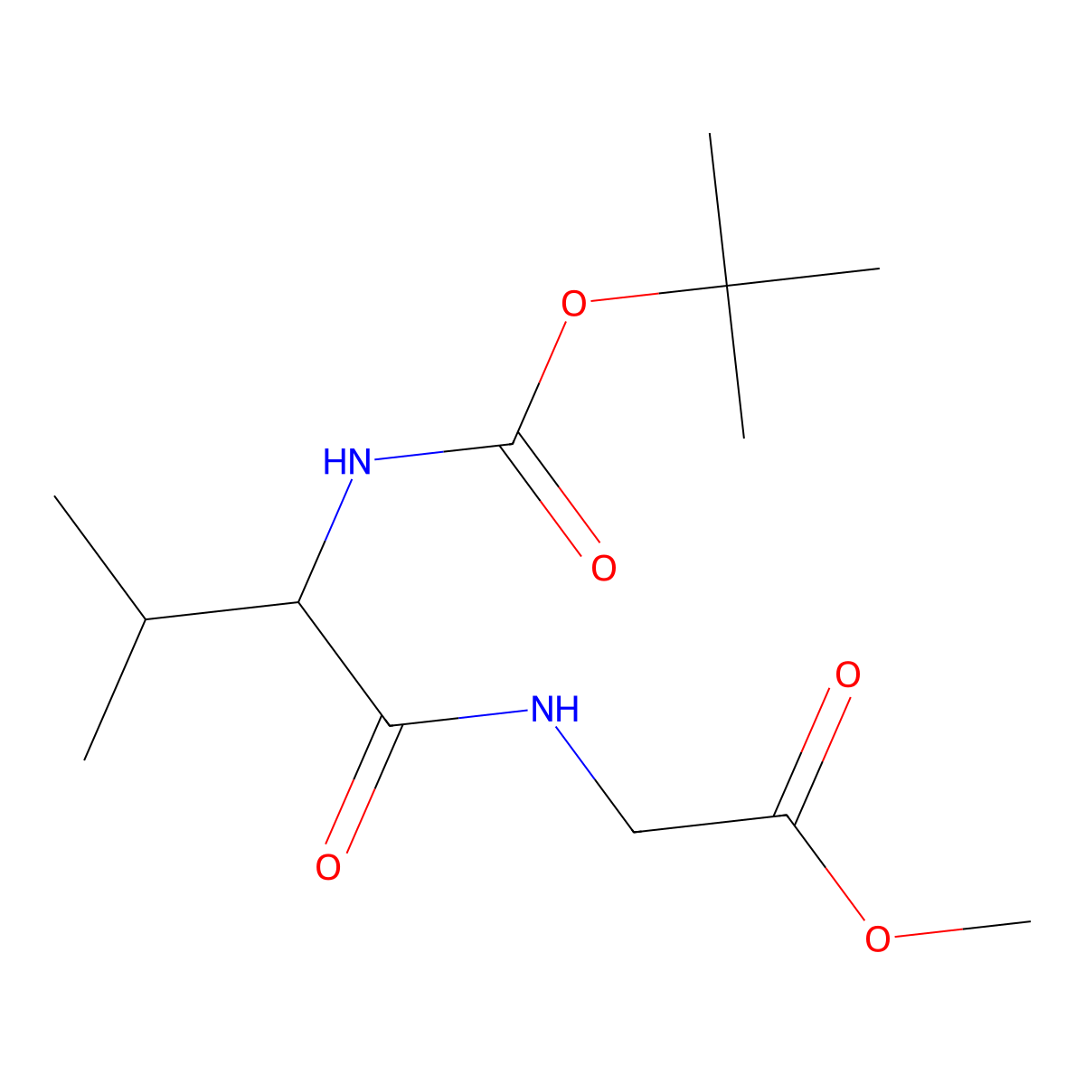 (R)-Methyl 2-(2-((tert-butoxycarbonyl)amino)-3-methylbutanamido)acetate molecular structure, CAS 850312-86-6