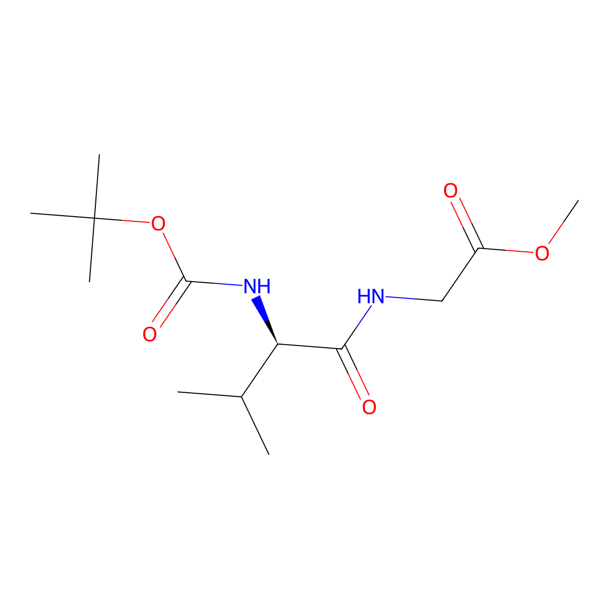 (R)-Methyl 2-(2-((tert-butoxycarbonyl)amino)-3-methylbutanamido)acetate molecular structure, CAS 850312-86-6