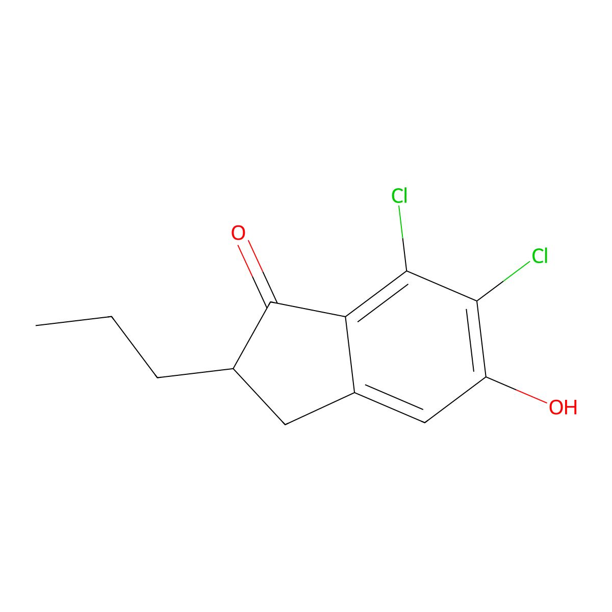 6,7-Dichloro-5-hydroxy-2-propyl-2,3-dihydro-1H-inden-1-one molecular structure, CAS 850331-38-3