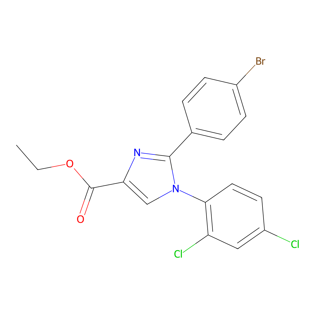 ethyl 2-(4-bromophenyl)-1-(2,4-dichlorophenyl)-1H-4-imidazolecarboxylate molecular structure, CAS 850339-33-2