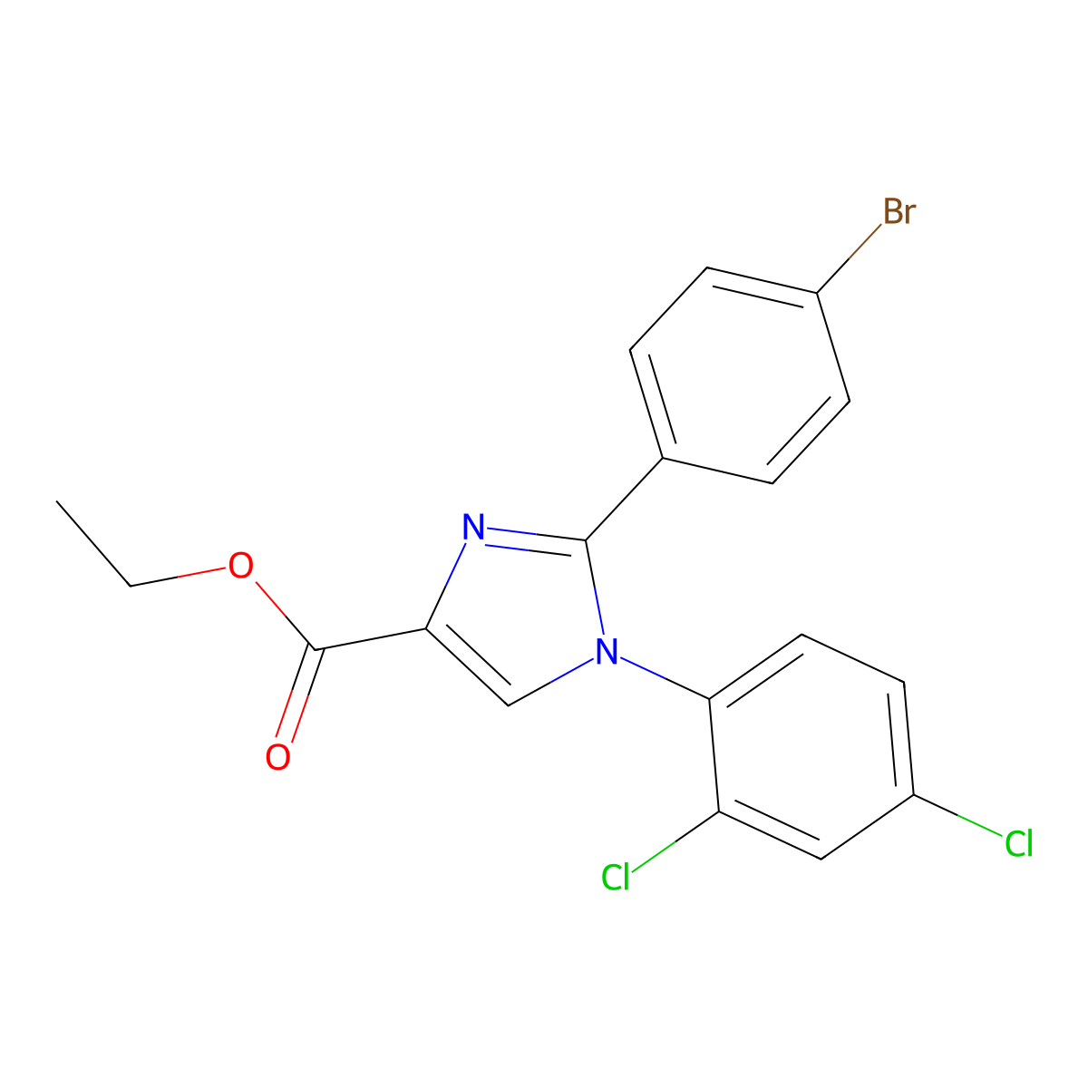 ethyl 2-(4-bromophenyl)-1-(2,4-dichlorophenyl)-1H-4-imidazolecarboxylate molecular structure, CAS 850339-33-2