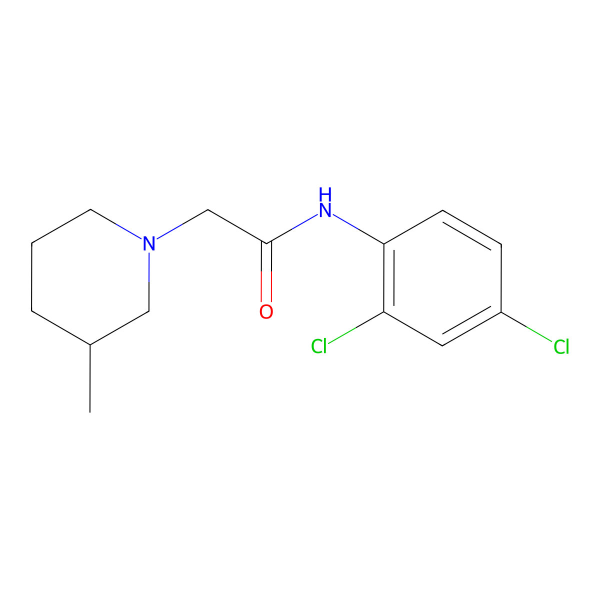 N-(2,4-dichlorophenyl)-2-(3-methylpiperidin-1-yl)acetamide molecular structure, CAS 850342-92-6