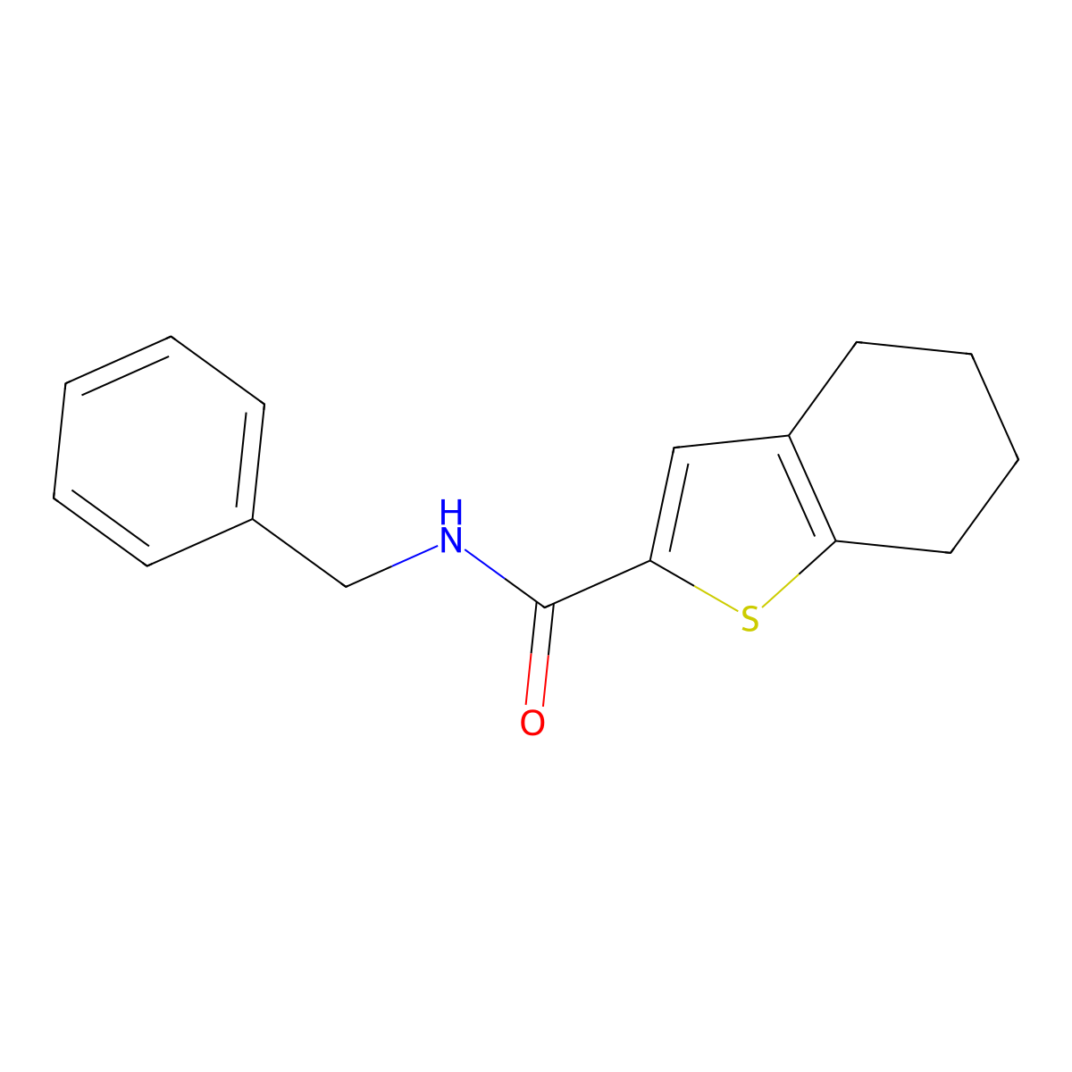 N-benzyl-4,5,6,7-tetrahydro-1-benzothiophene-2-carboxamide molecular structure, CAS 850343-25-8