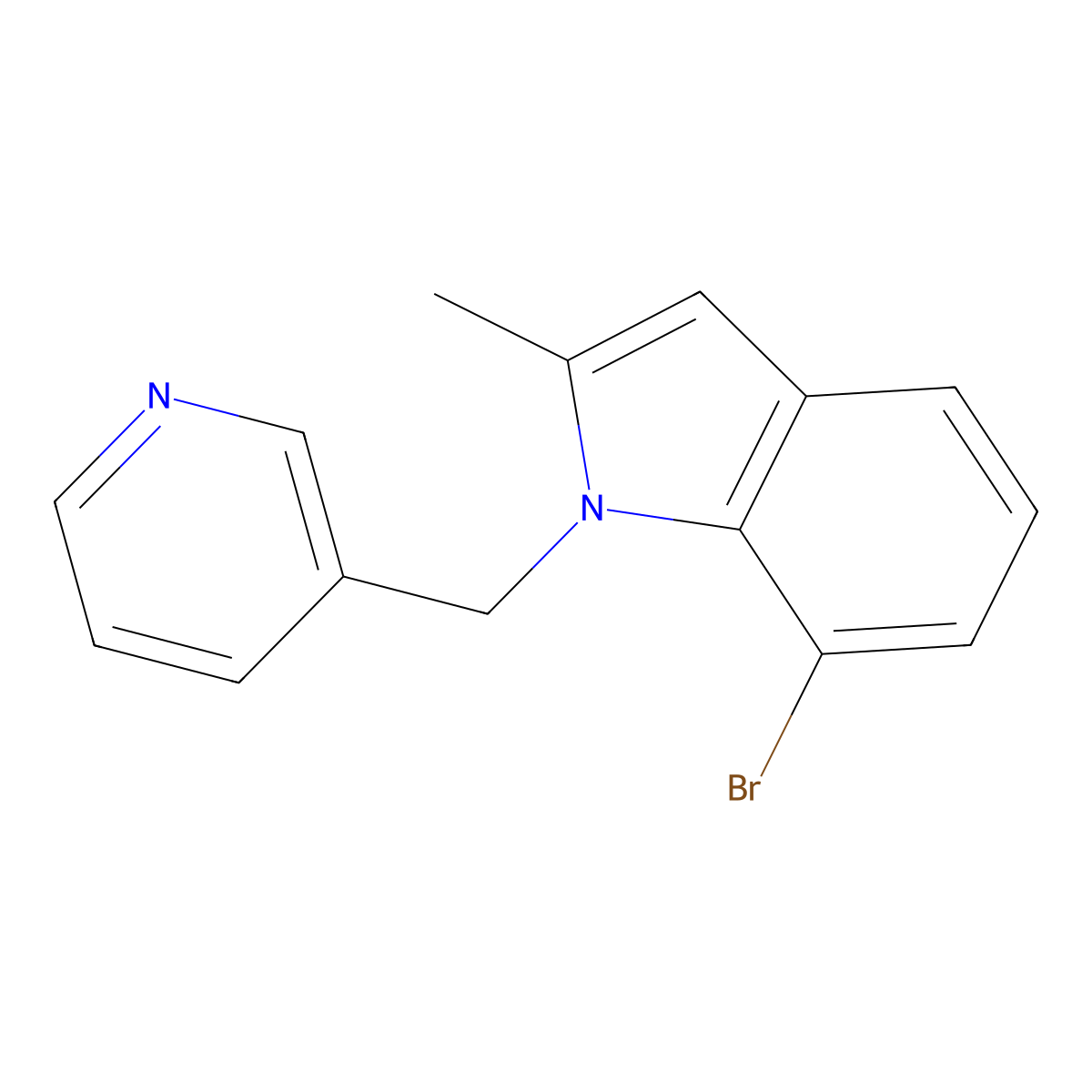 7-Bromo-2-methyl-1-pyridin-3-ylmethyl-1H-indole molecular structure, CAS 850349-26-7