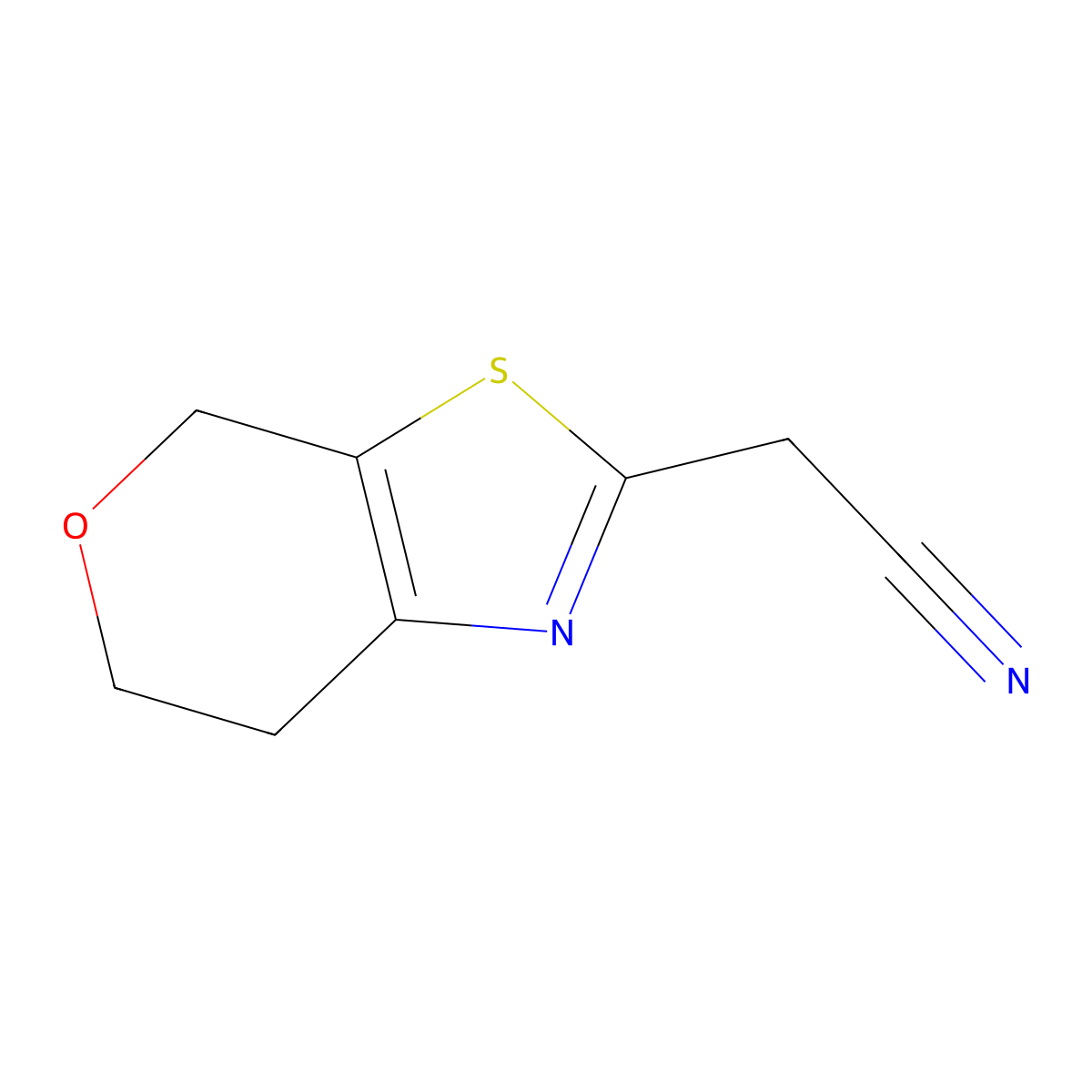 (6,7-Dihydro-4H-pyrano[4,3-d]thiazol-2-yl)-acetonitrile molecular structure, CAS 850349-44-9