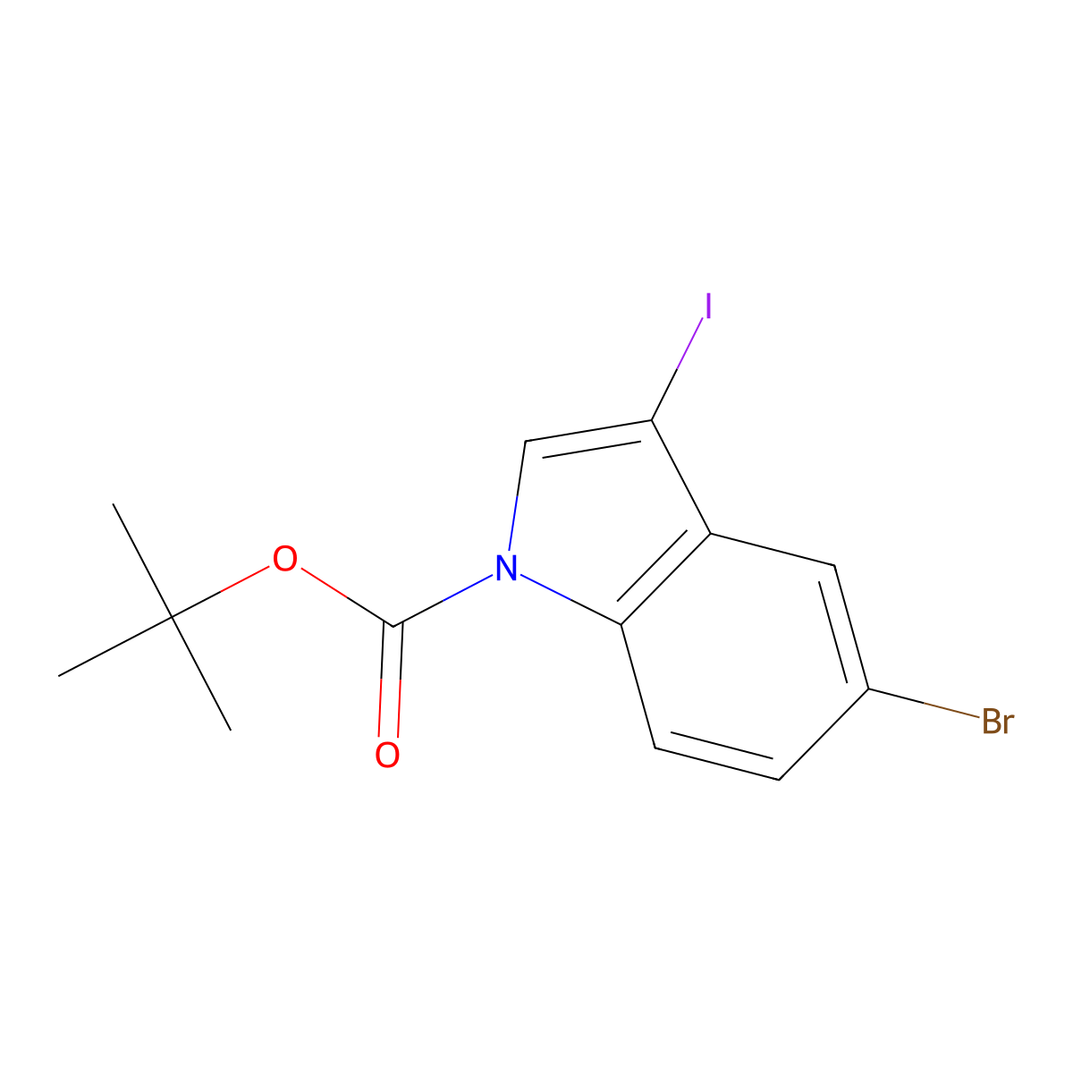 tert-butyl 5-bromo-3-iodo-1H-indole-1-carboxylate molecular structure, CAS 850349-72-3