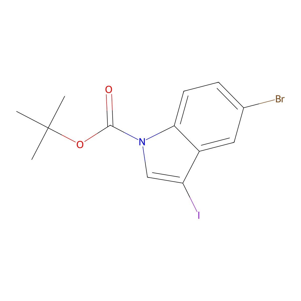 tert-butyl 5-bromo-3-iodo-1H-indole-1-carboxylate molecular structure, CAS 850349-72-3