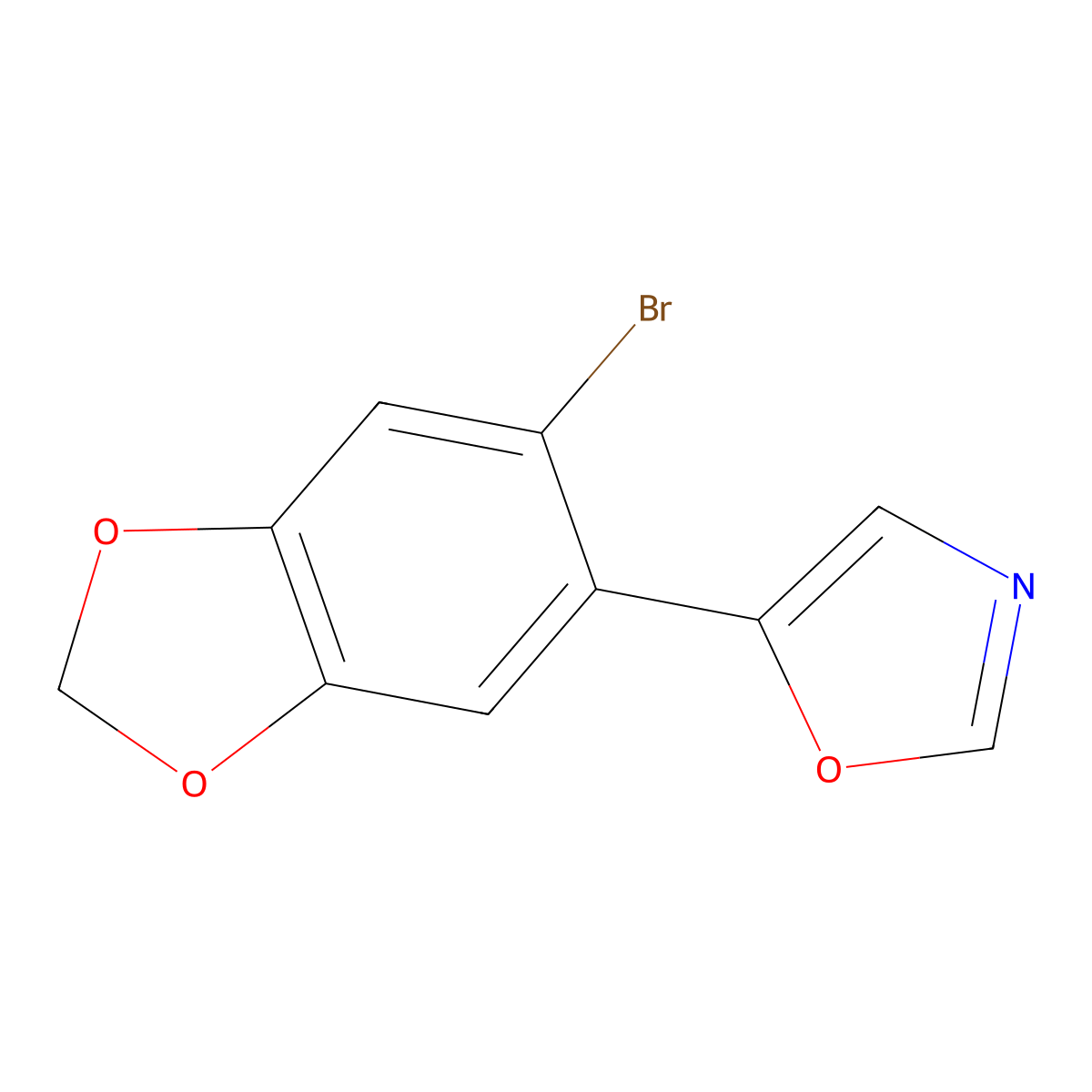 5-(6-Bromobenzo[d][1,3]dioxol-5-yl)oxazole molecular structure, CAS 850349-74-5