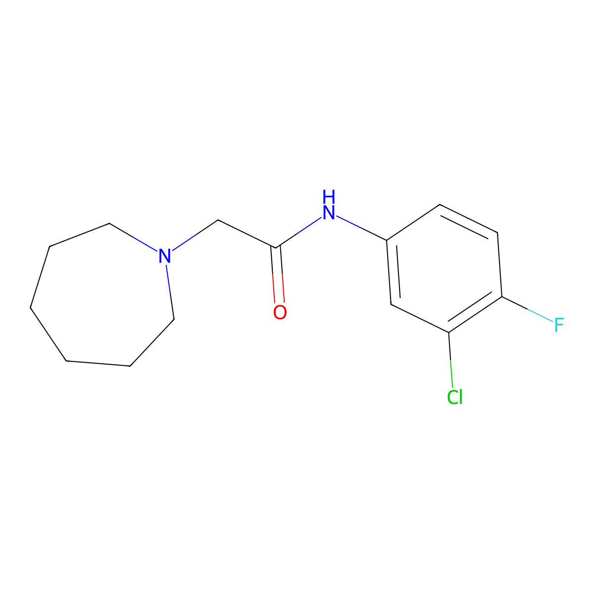 2-(azepan-1-yl)-N-(3-chloro-4-fluorophenyl)acetamide molecular structure, CAS 850350-05-9