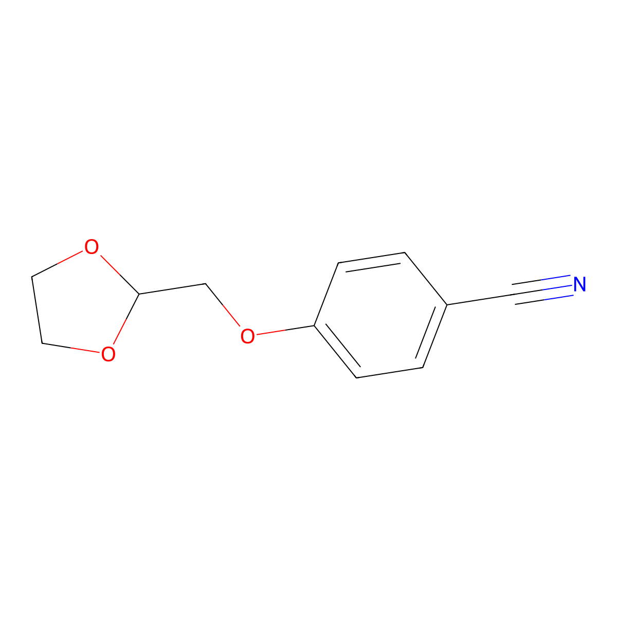 4-((1,3-Dioxolan-2-yl)methoxy)benzonitrile molecular structure, CAS 850350-15-1
