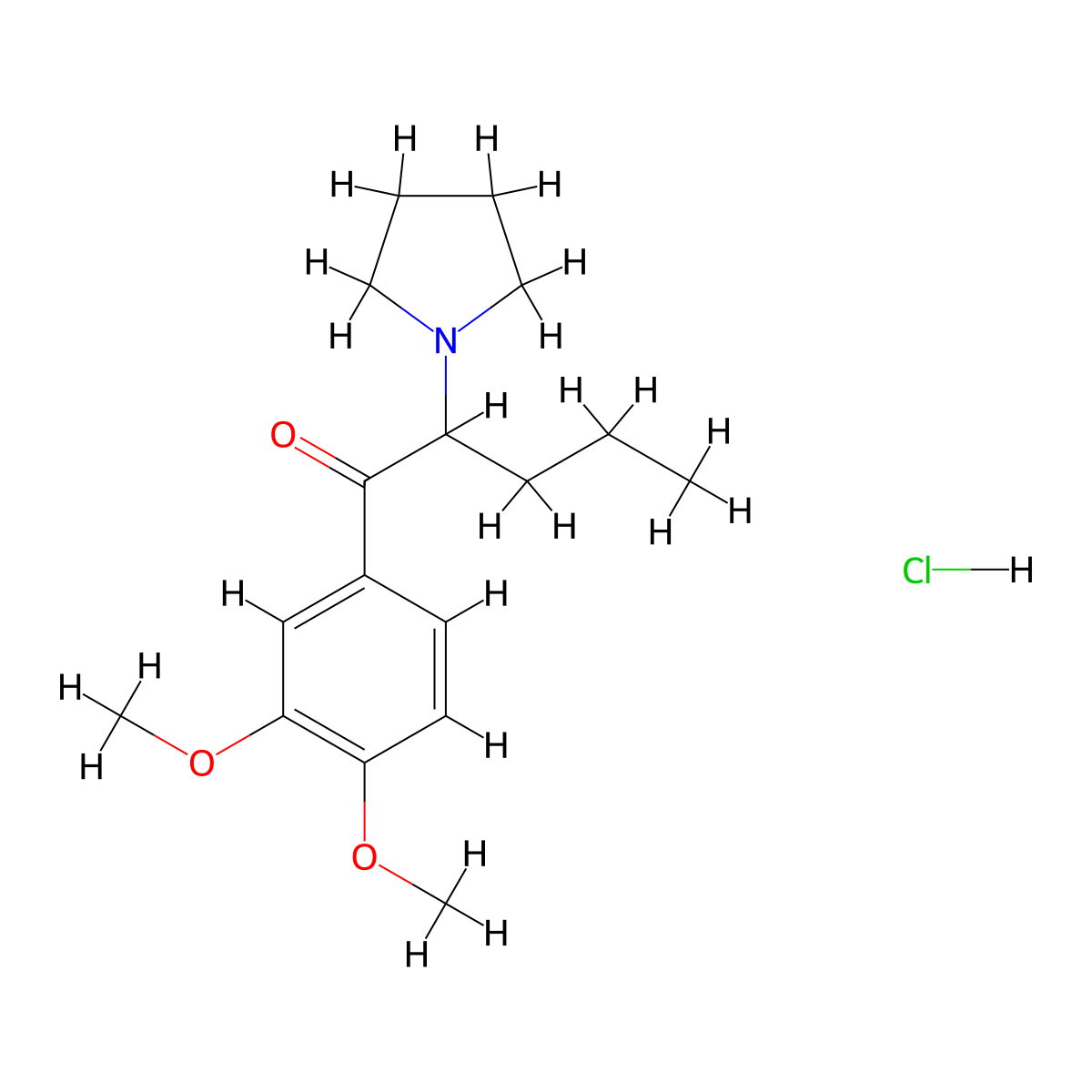 3',4'-Dimethoxy-alpha-pyrrolidinopentiophenone hydrochloride molecular structure, CAS 850351-99-4