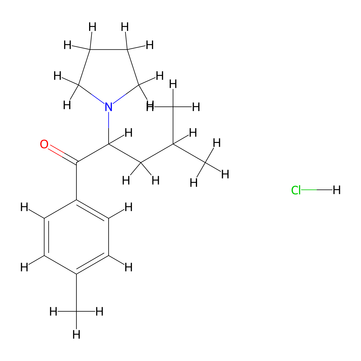 4-Methyl-1-(4-methylphenyl)-2-pyrrolidin-1-ylpentan-1-one;hydrochloride molecular structure, CAS 850352-10-2
