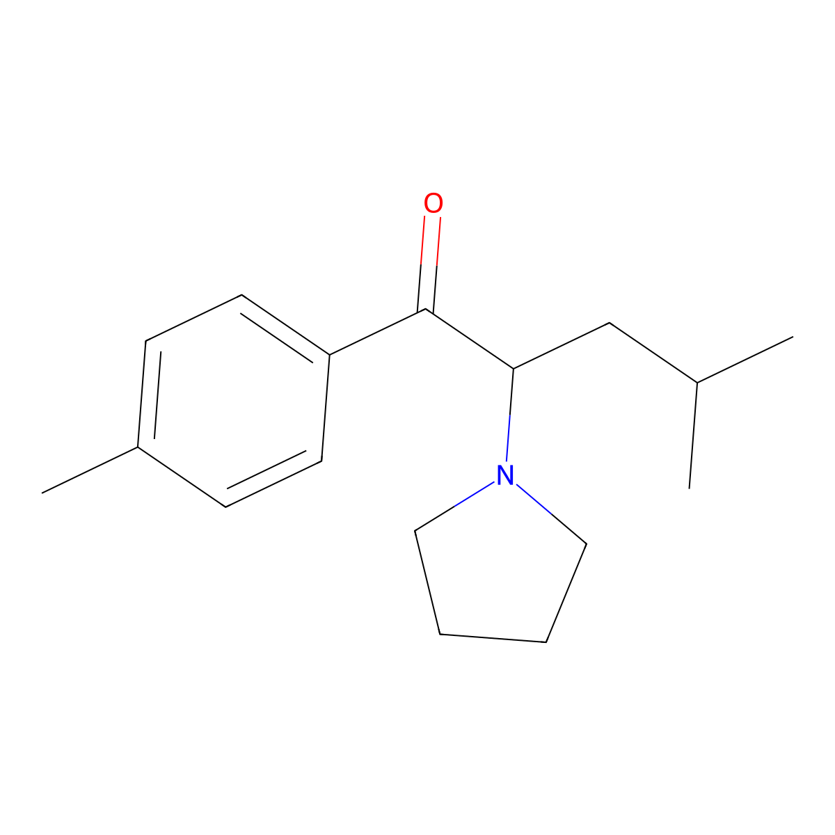 4-Methyl-1-(4-methylphenyl)-2-(pyrrolidin-1-yl)pentan-1-one molecular structure, CAS 850352-51-1