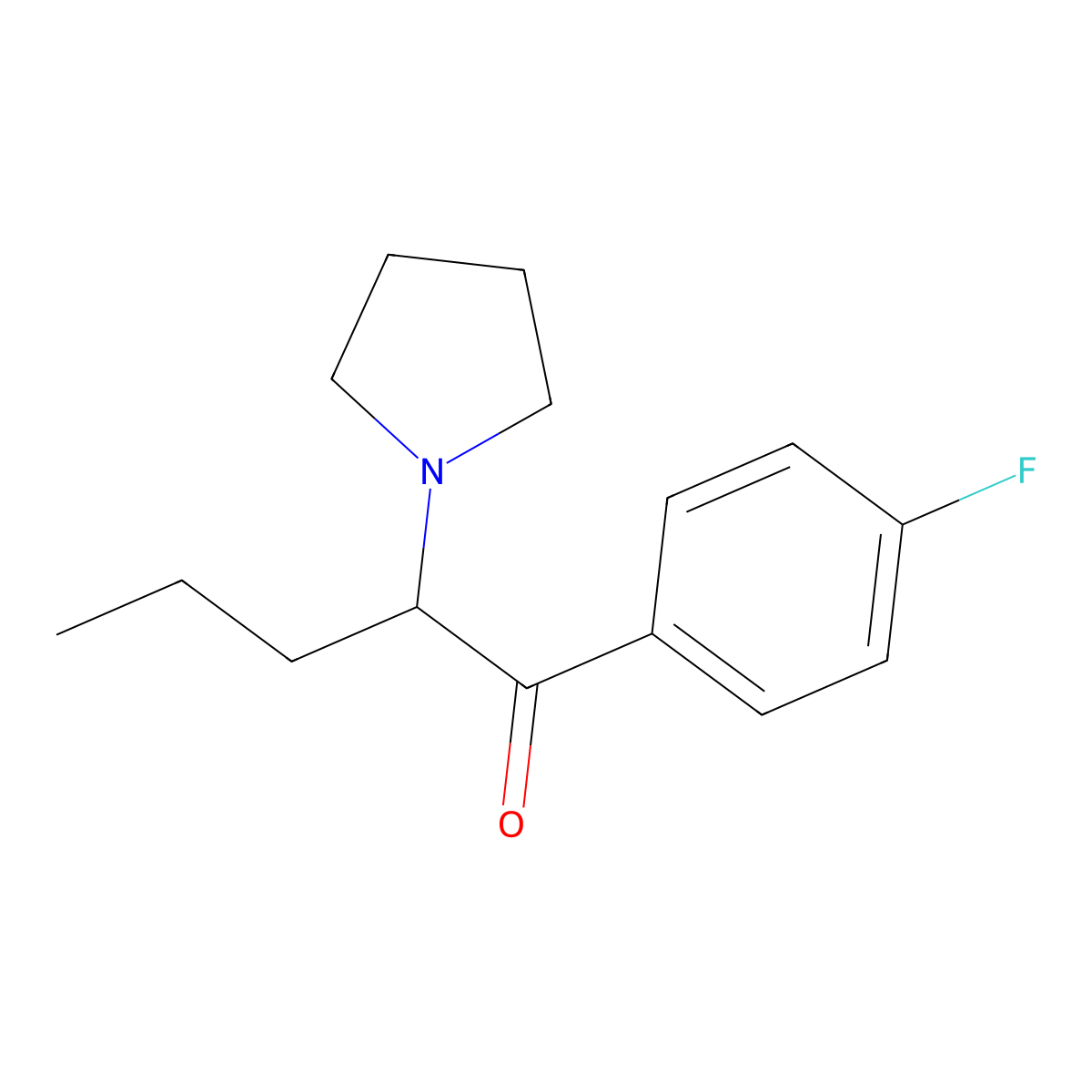4'-Fluoro-alpha-pyrrolidinopentiophenone molecular structure, CAS 850352-62-4