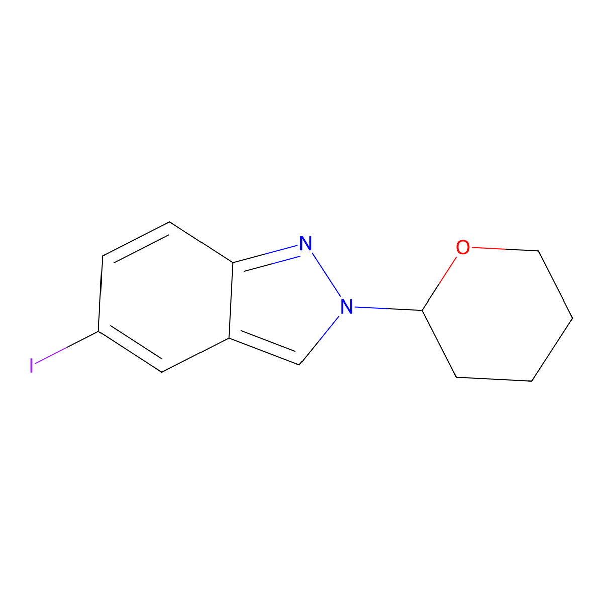 5-iodo-2-(oxan-2-yl)-2H-indazole molecular structure, CAS 850363-73-4