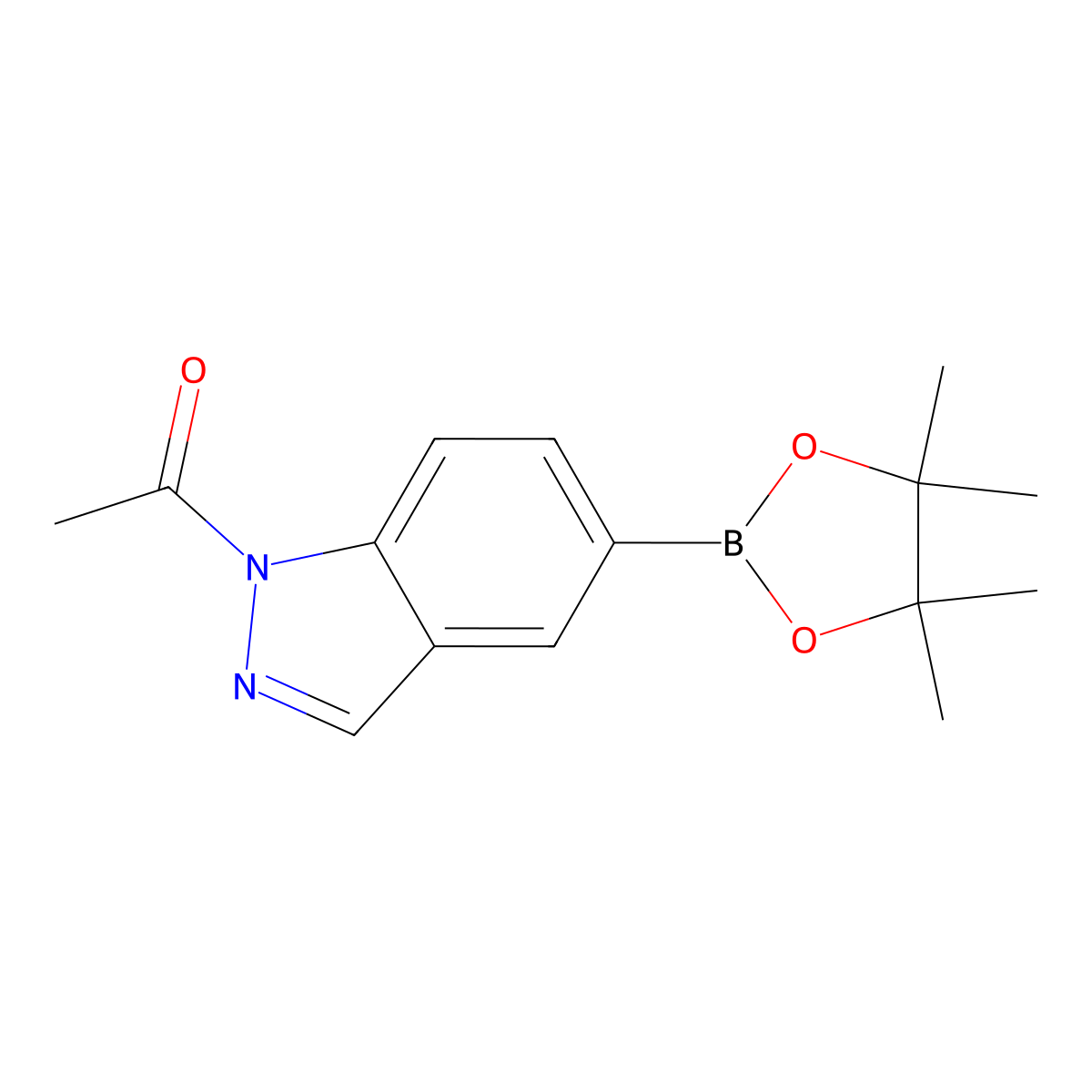 1-(5-(4,4,5,5-Tetramethyl-1,3,2-dioxaborolan-2-YL)-1H-indazol-1-YL)ethanone molecular structure, CAS 850363-83-6